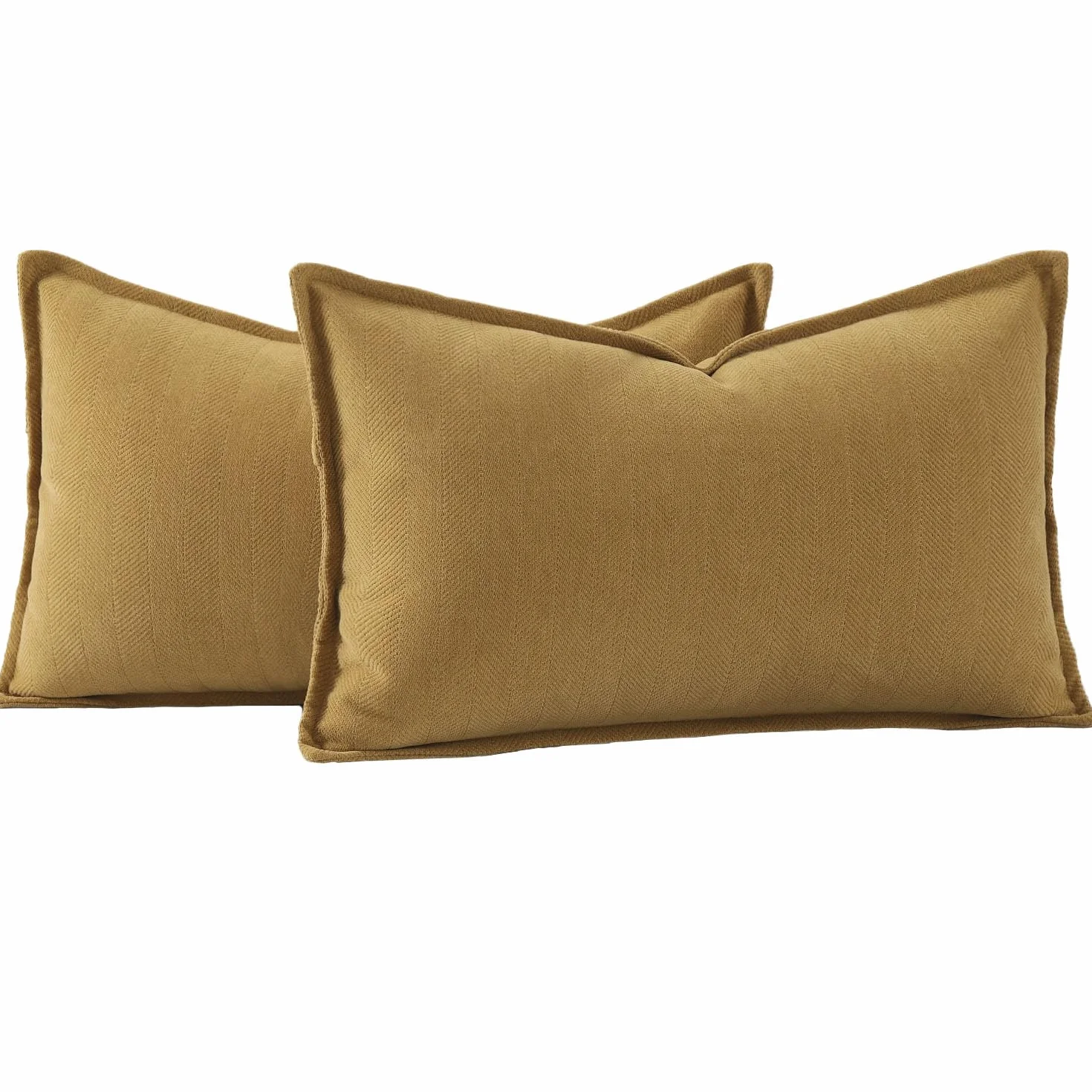 Madizz 2 Pezzi Ciniglia Copricuscini Testurizzata con Bordo Morbido Decorativo Fodere per Cuscino Lusso Stile per Divano Camera da Letto 30x50 cm Giallo senape