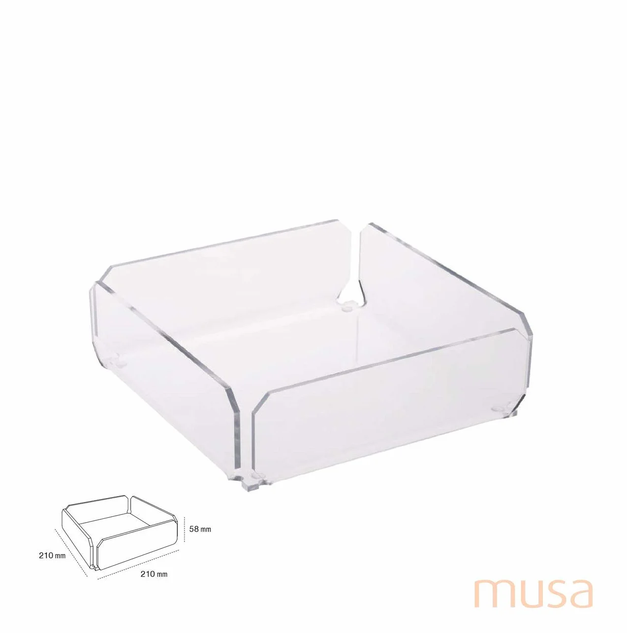 Portatovaglioli in vetro acrilico trasparente 20,5x20,5x5,8 cm Design Moderno Made in Italy