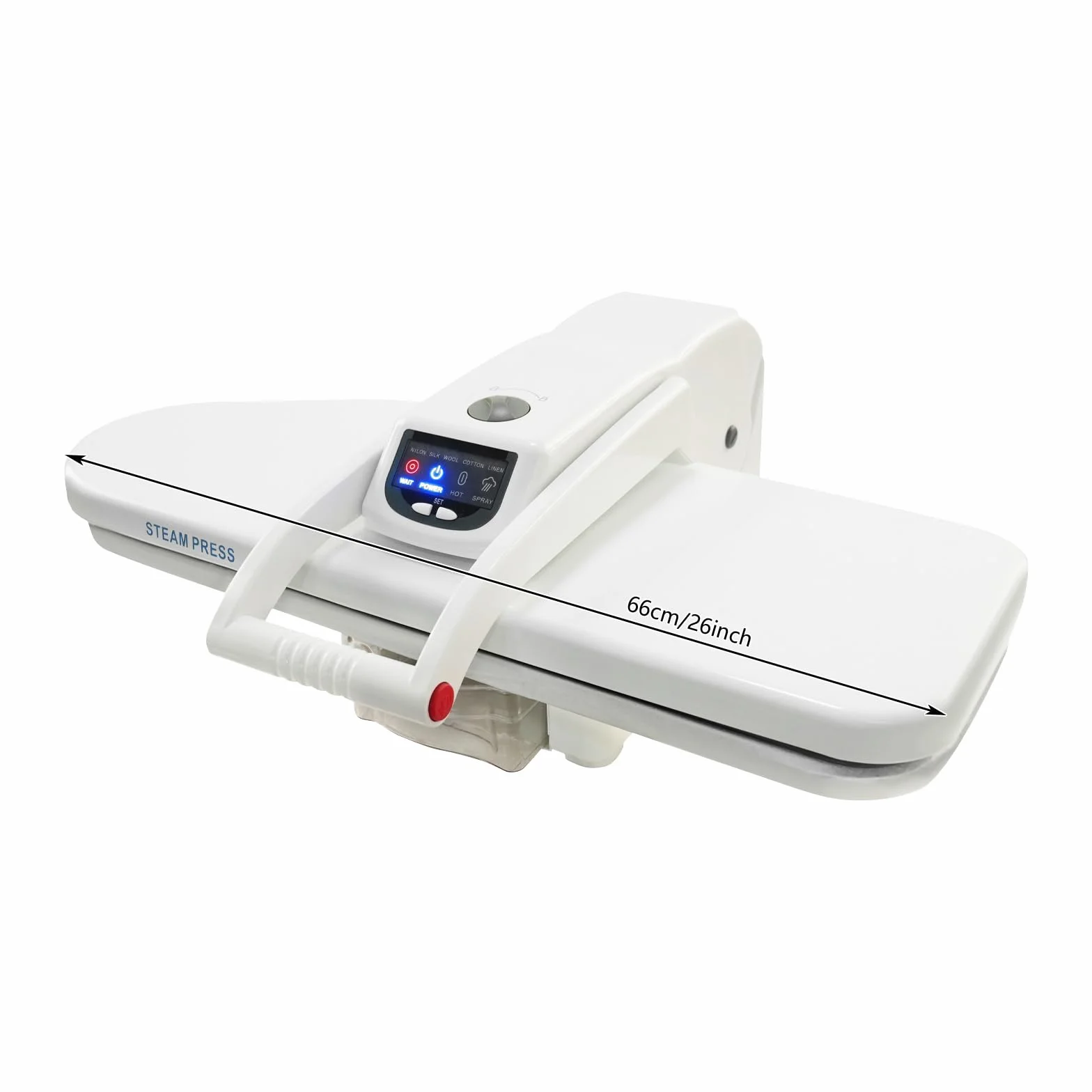 Pressa da stiro a vapore, 1600 W, professionale, con 5 programmi di stiratura, flacone spray, serbatoio dell'acqua, protezione da surriscaldamento e spegnimento automatico, lunghezza 66 cm