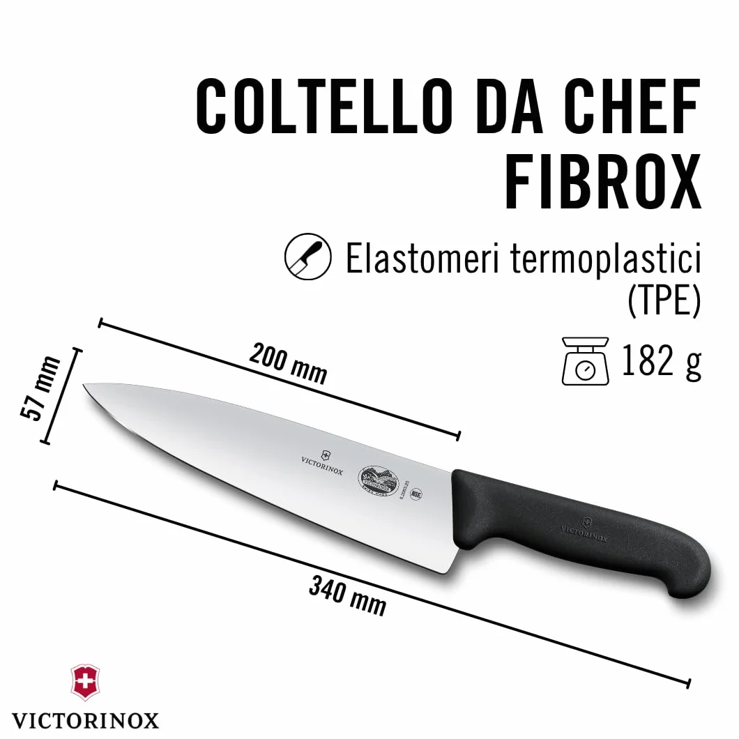 Victorinox 5.2063.20, coltello per sfilettare in acciaio inox da 20 cm, nero, standard