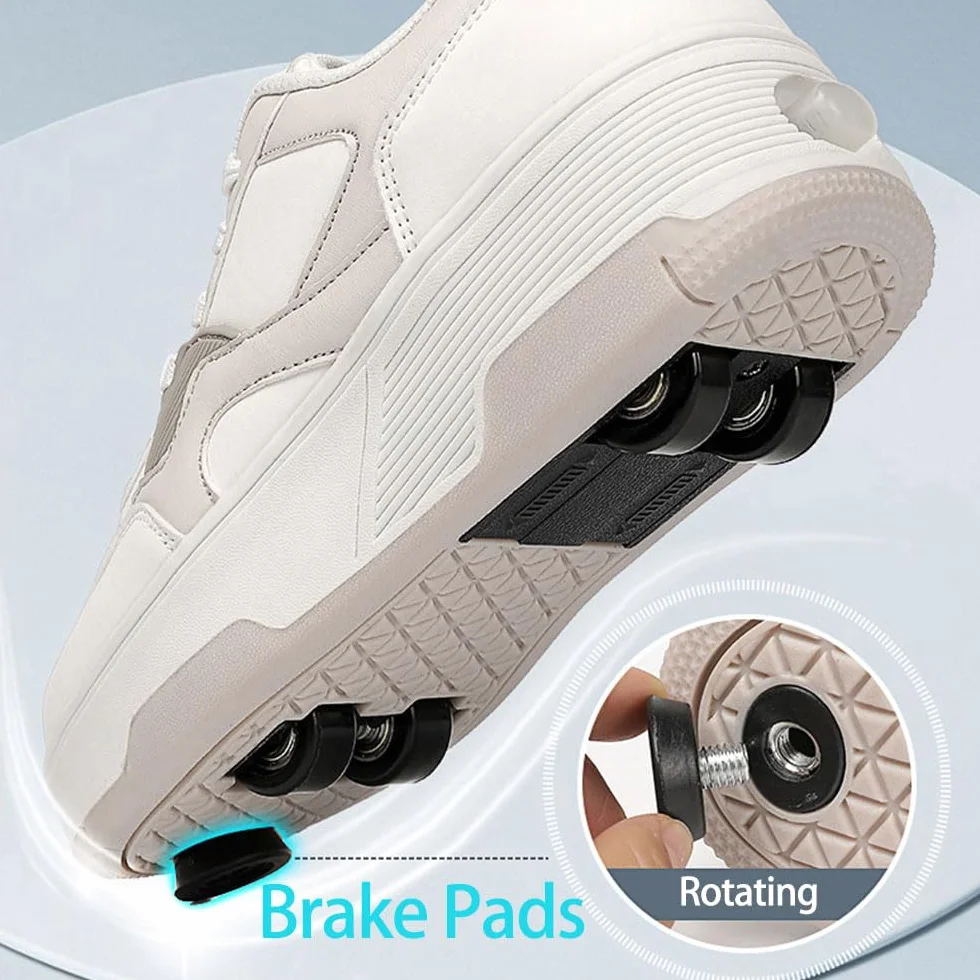 ENEN Sportive Scarpe da Skateboard 4 Ruote con Freno per Bambina e Bambino