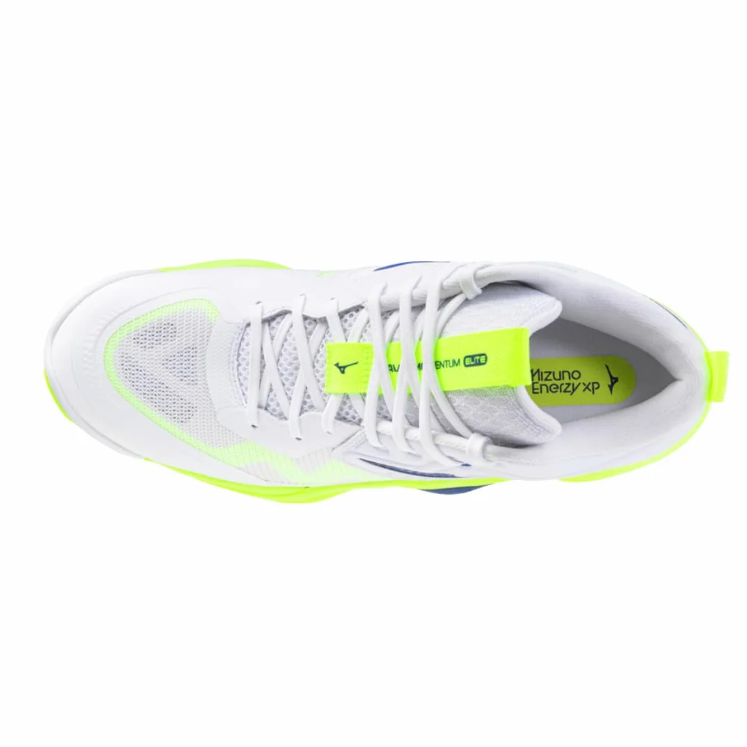 Mizuno Wave Momentum Elite Mid, Scarpe da Pallavolo Unisex, Bianco Blu Giallo Fluo,
