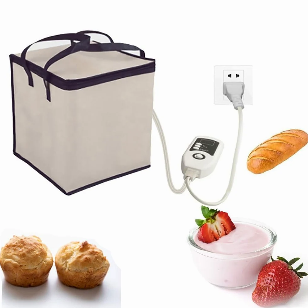 Kit di strumenti per la preparazione del pane con prova di pasta, borsa termica, pieghevole e barattolo per principianti, riscaldamento a bassa temperatura per pane, yogurt, natto