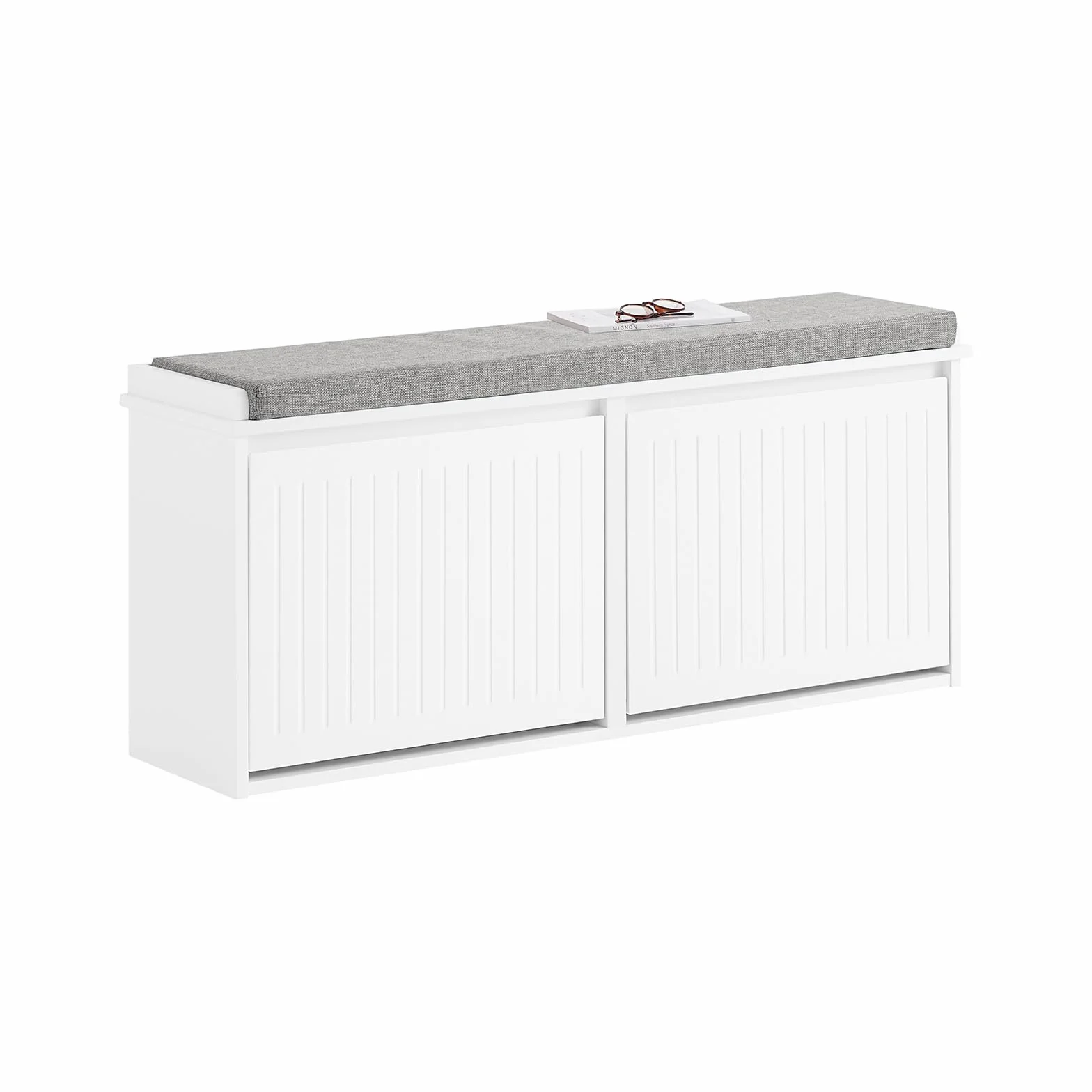 SoBuy Panca Scarpiera da Ingresso Salvaspazio Slim in Legno, 100x26x46cm, Bianco, FSR98-XL-W