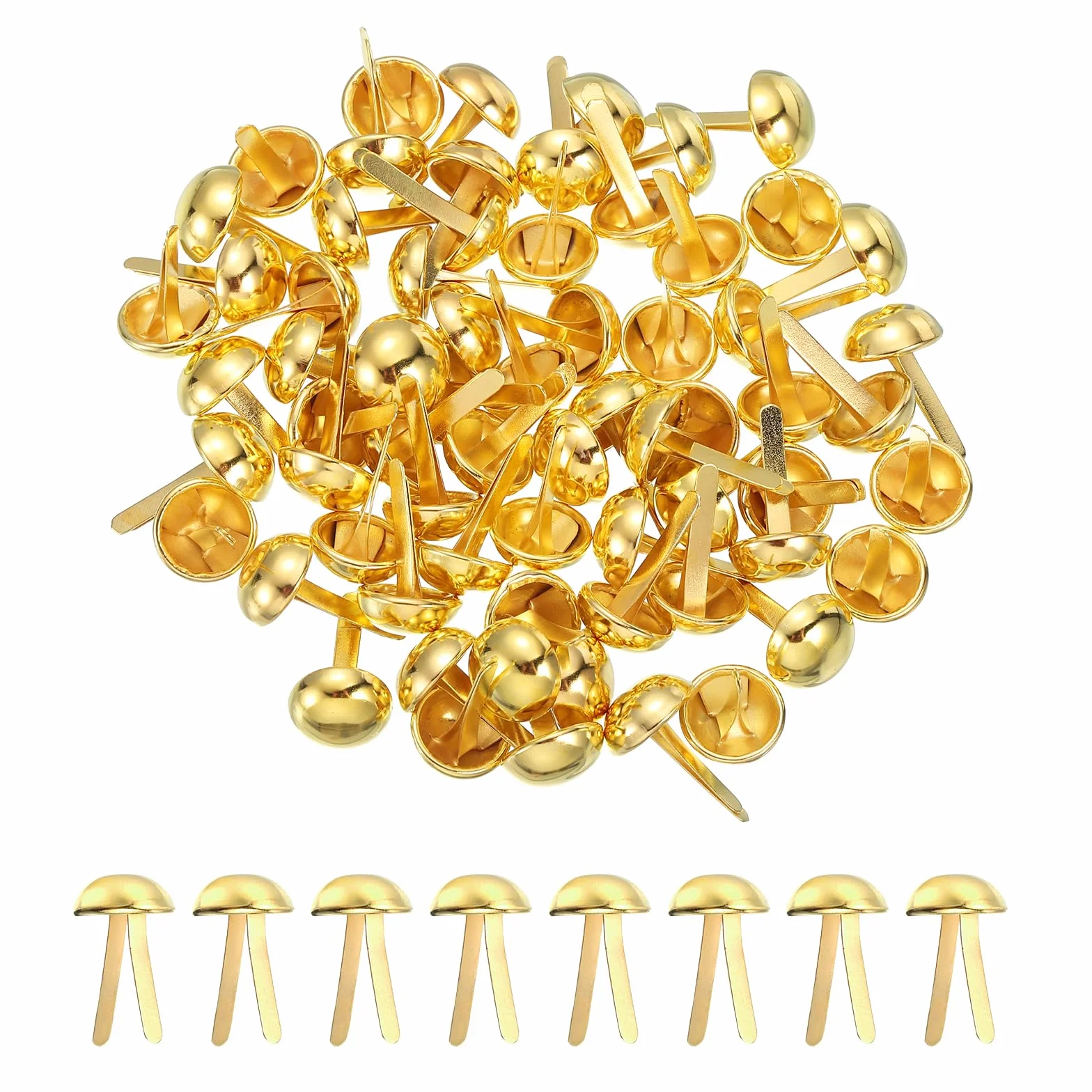 PATIKIL 80 Pc Fermacarte A Doppia Punta 10 X 16 Mm Puntine Metalliche A Testa Tonda per Scrapbooking Lavorazione Pelle Decorazioni Fai da Te Colore Oro