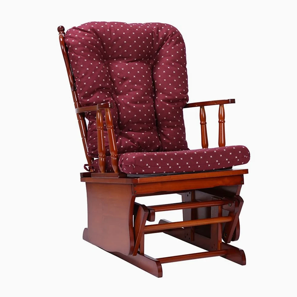 Liberoshopping Poltrona sedia a dondolo movimento oscillante in legno cuscino imbottito (America Bordeaux)