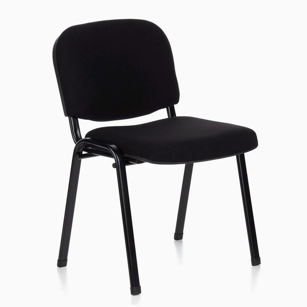 Europrimo Set 4 SEDIE da Ufficio Poltrona Fissa per Sala Attesa Struttura Metallo Verniciato Nero Rivestimento Tessuto Nero - Made in Italy