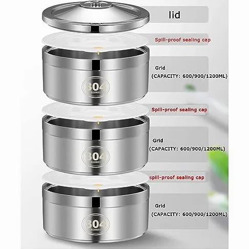 Contenitore termico per il pranzo in acciaio inox, con grande capacità e 2 piani, perfetto per la consegna e la separazione dei pasti, include borsa isolante