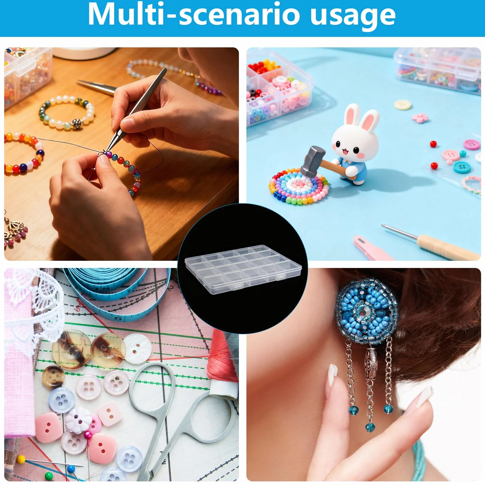 Scatole Portaoggetti in Plastica Trasparente con 24 Divisori Organizer