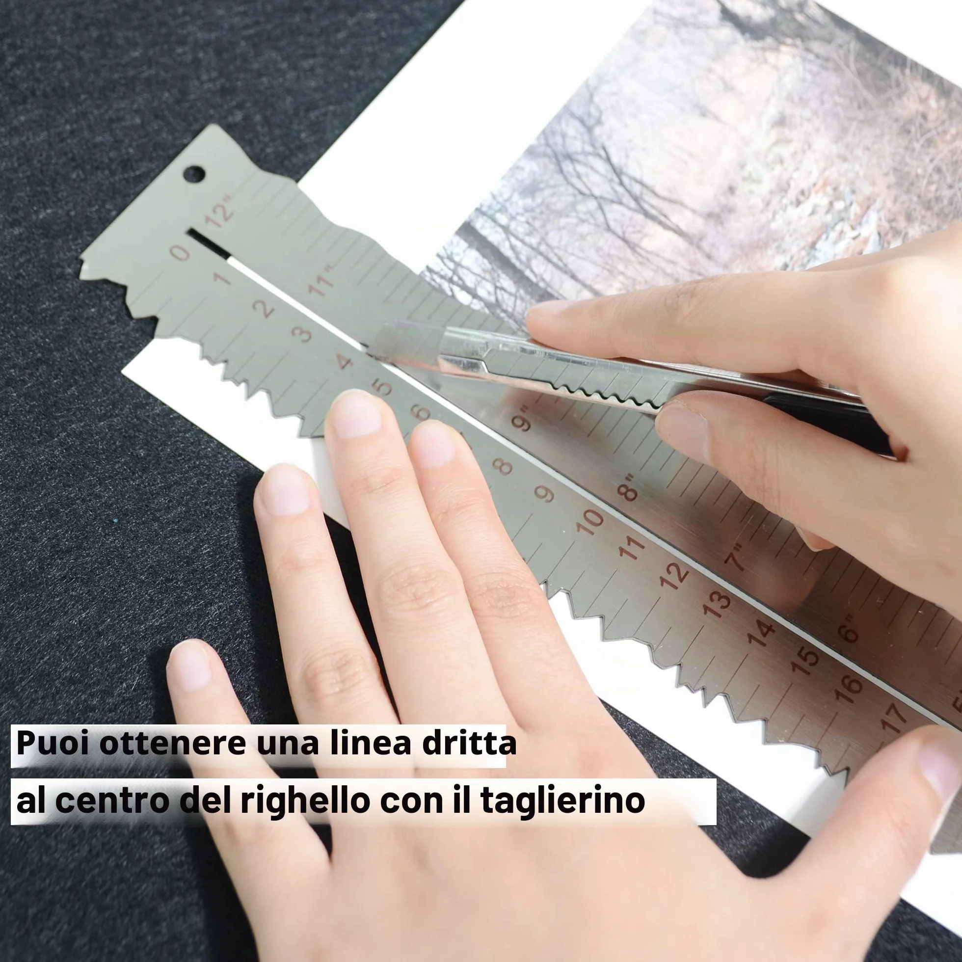 Righelli in acciaio inox per tagliare carta a linee ondulate 30,5 cm strumento di misurazione