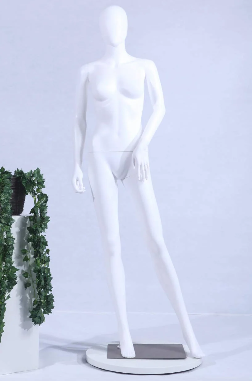 Manichino donna da vetrina FC-4W bianco opaco senza viso braccia e testa