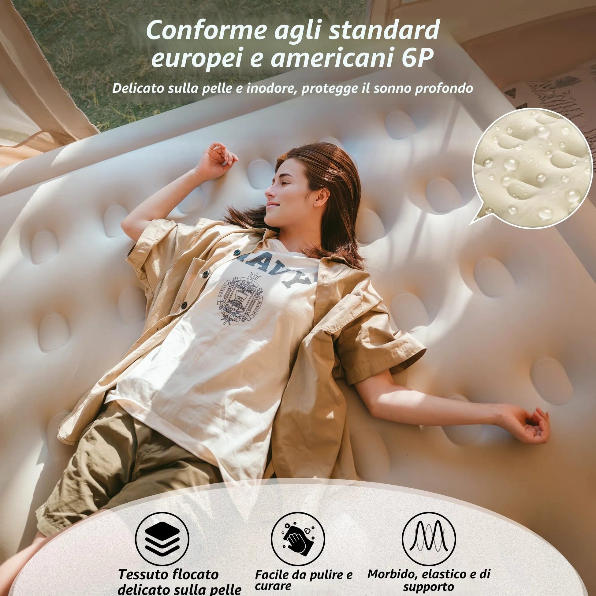 Naturehike Materasso Gonfiabile Triplo con Pompa Integrata Ricaricabile - 200x180x45cm Letto Gonfiabile Autogonfiante per Campeggio e Casa - Materassino Campeggio Portatile e Resistente