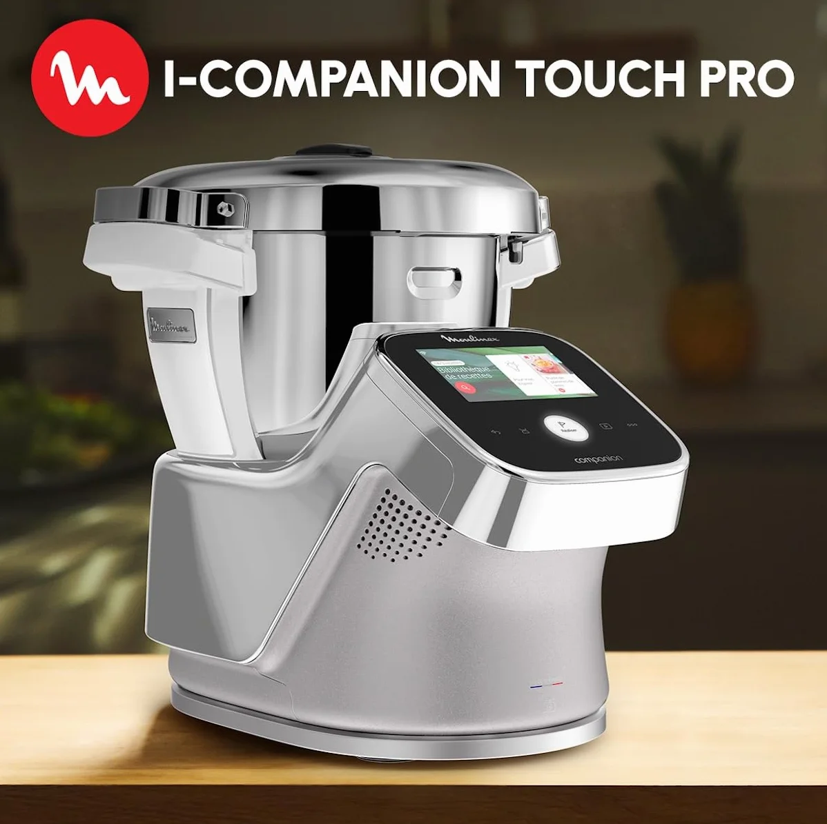 Moulinex i-Companion Touch Pro, Robot Da Cucina Multifunzione con Bilancia Integrata, 19 Modalità di Preparazione e Cottura, Capacità Utile 3L, Connettività WiFi/Bluetooth e Schermo Touch, HF93CC