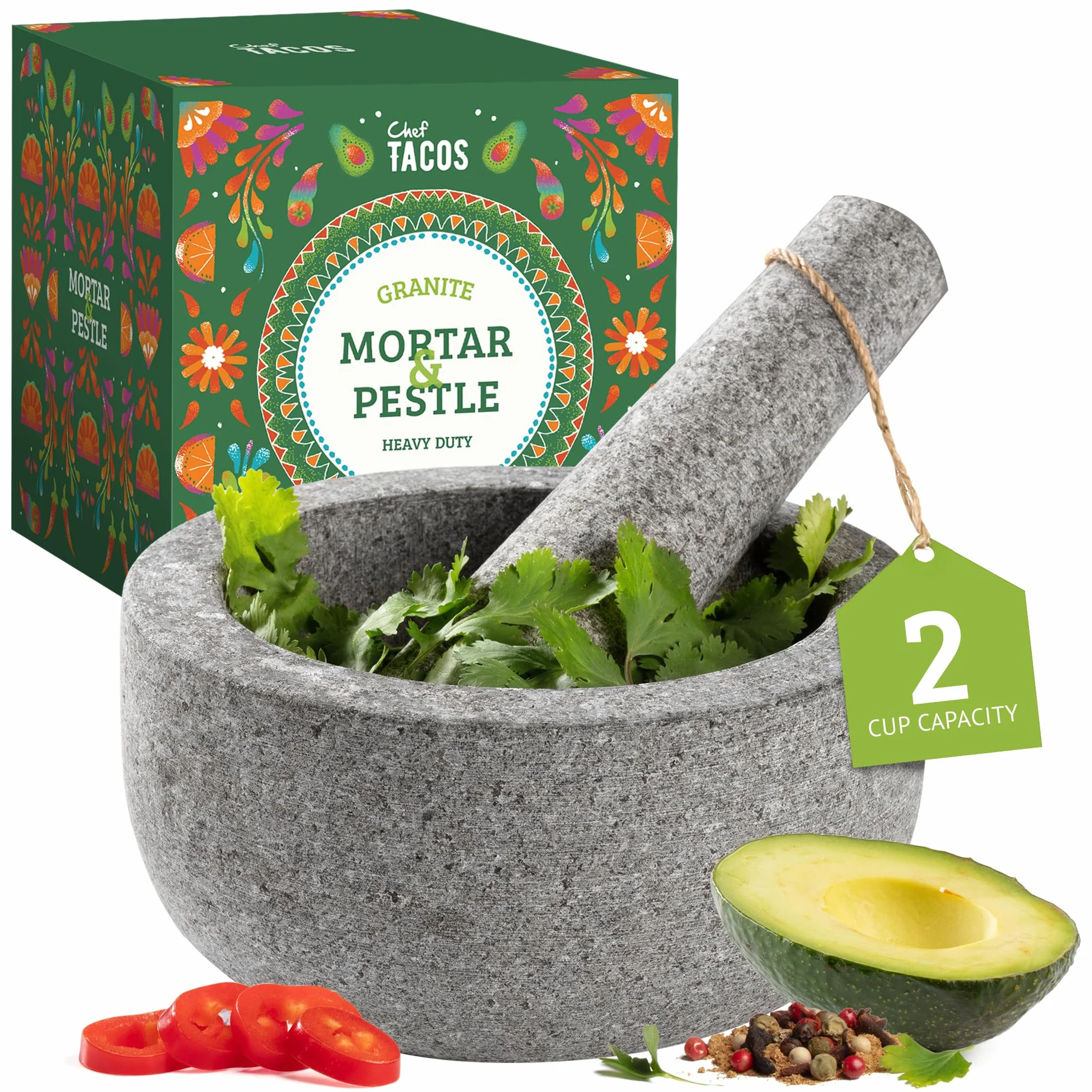 Mortaio con Pestello in Granito Grezzo 15 cm Grigio per Pesto, Guacamole, Spezie, Semi, Frutta Secca
