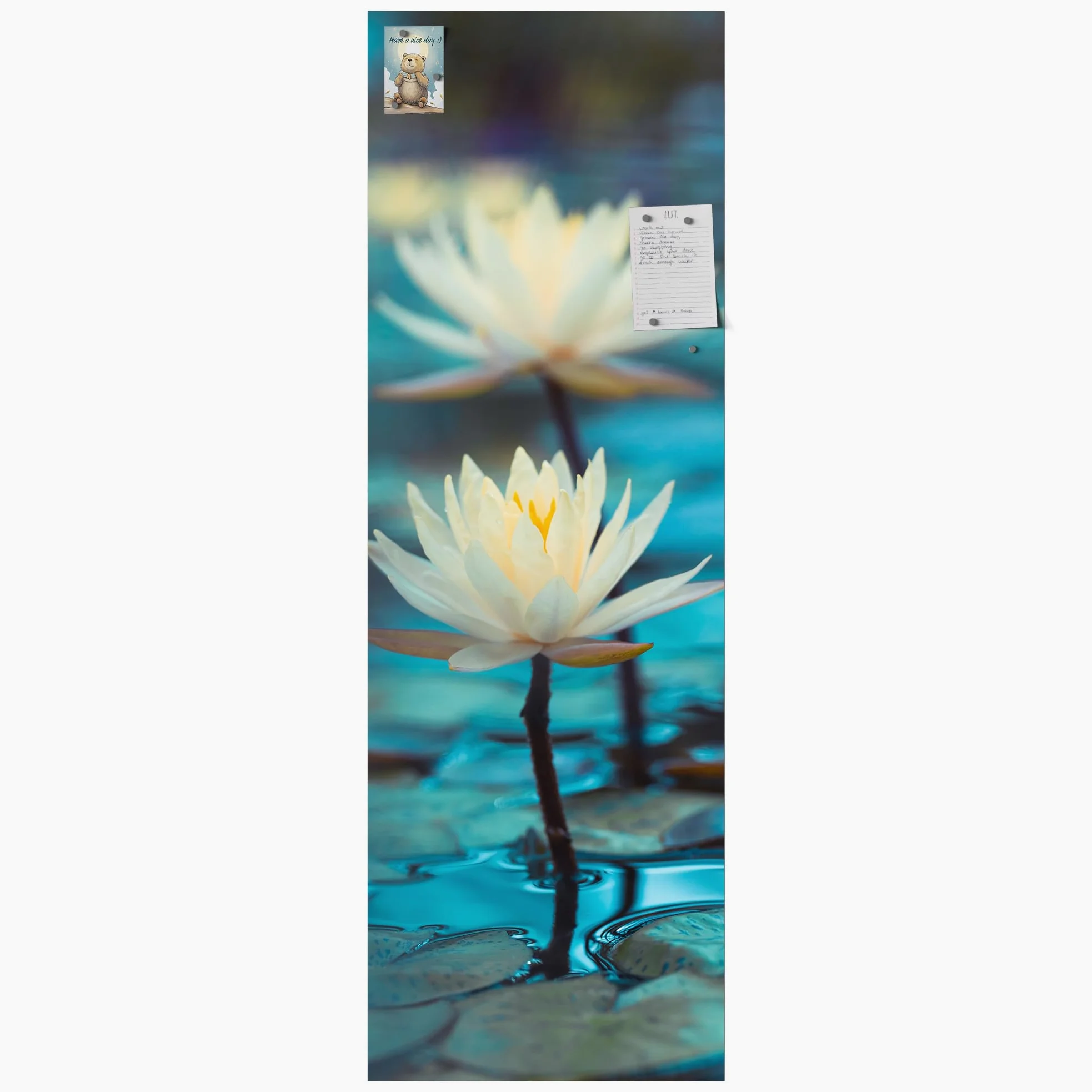 DEQORI Pellicola magnetica per frigorifero, 60 x 180 cm, motivo ninfee, serenità, tappetino magnetico decorativo per congelatore, pellicola decorativa autoadesiva, magnetica e impermeabile