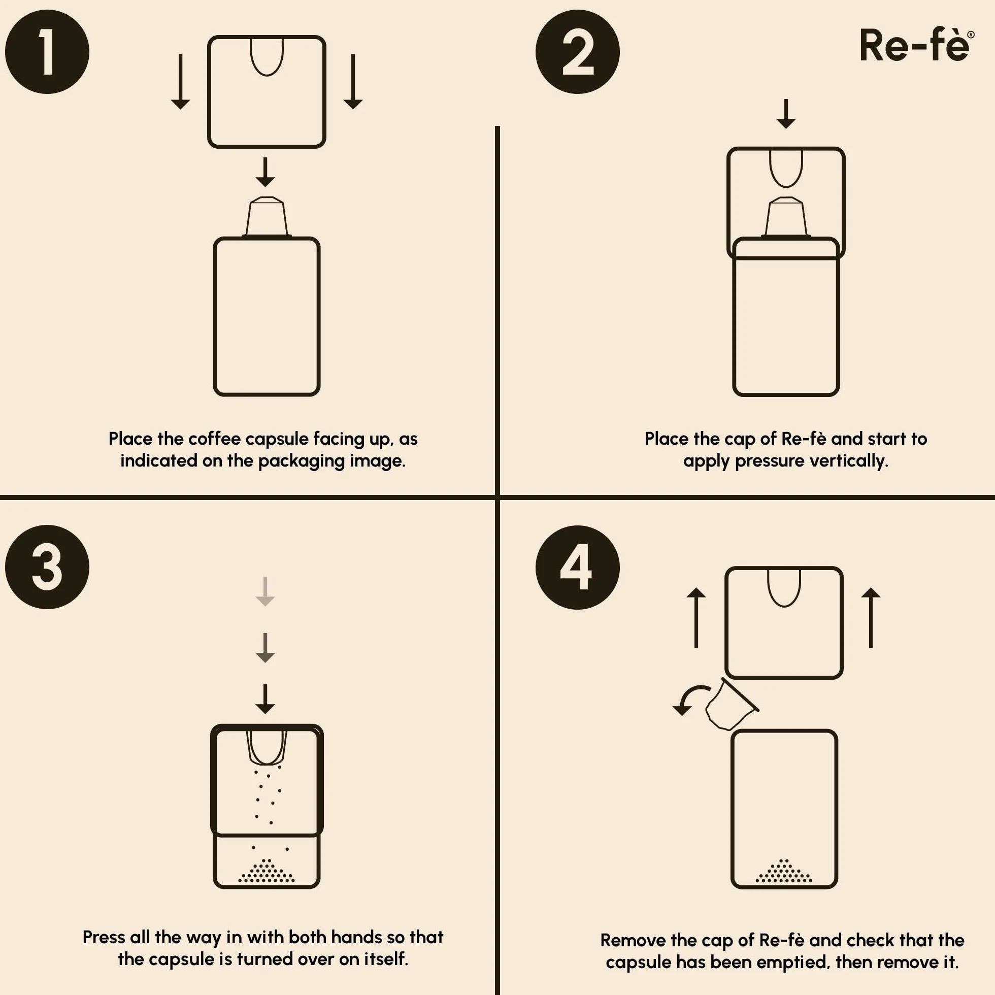 Re-fè Original Separatore Apri Svuota Capsule per Nespresso e Compatibili | Riciclo Capsule Caffè Alluminio | Riciclatore Vetro | Design Italiano