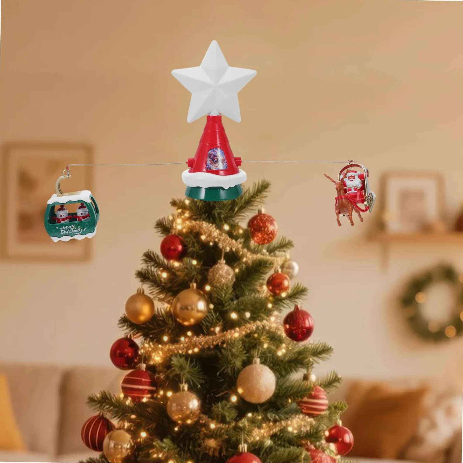 Stella Rotante per Decorazioni Natalizie con Luce LED e Musica per Feste