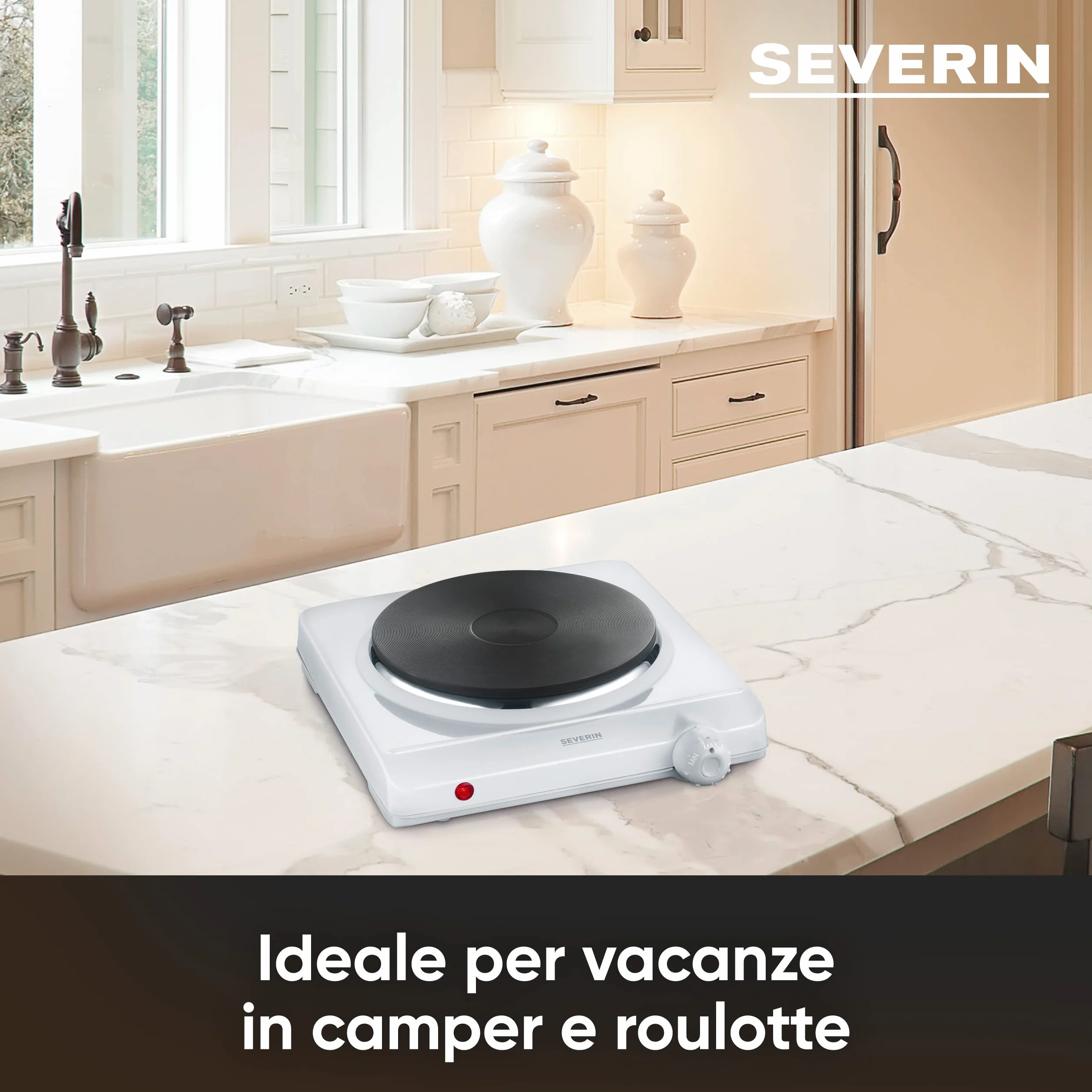 SEVERIN DK 1091 Fornello elettrico 18 cm 1500 W Fondello in ghisa indeformabile Corpo smaltato