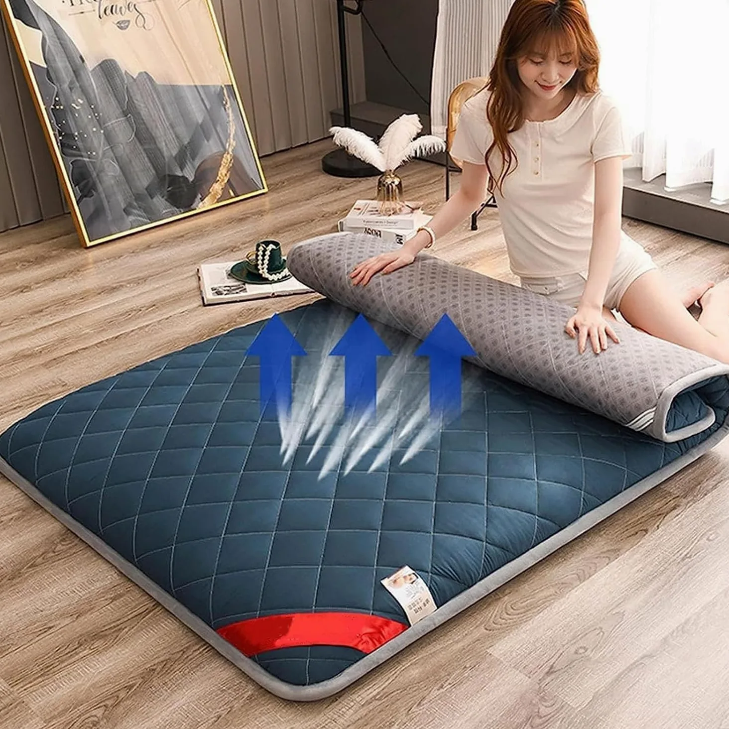 Materasso Futon, Futon Giapponese, Materasso Pieghevole Arrotolabile, Materassi Da Massaggio Thailandese Per Pavimento, Materasso Per Dormire, Materassi Da Campeggio Singoli E Matrimoniali(150 x 200cm