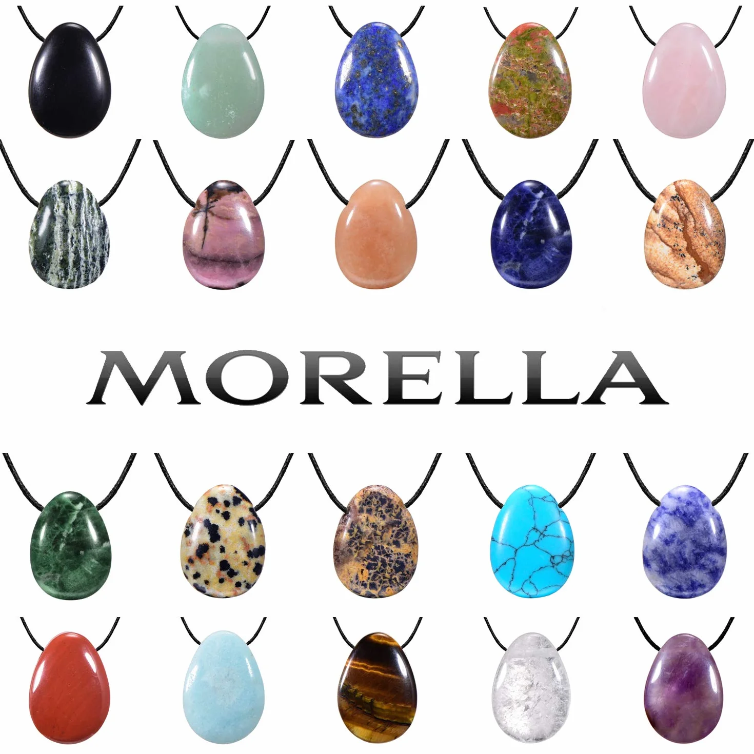 Morella Collane da donna 80 cm pendenti gemma pietre preziose goccia velluto