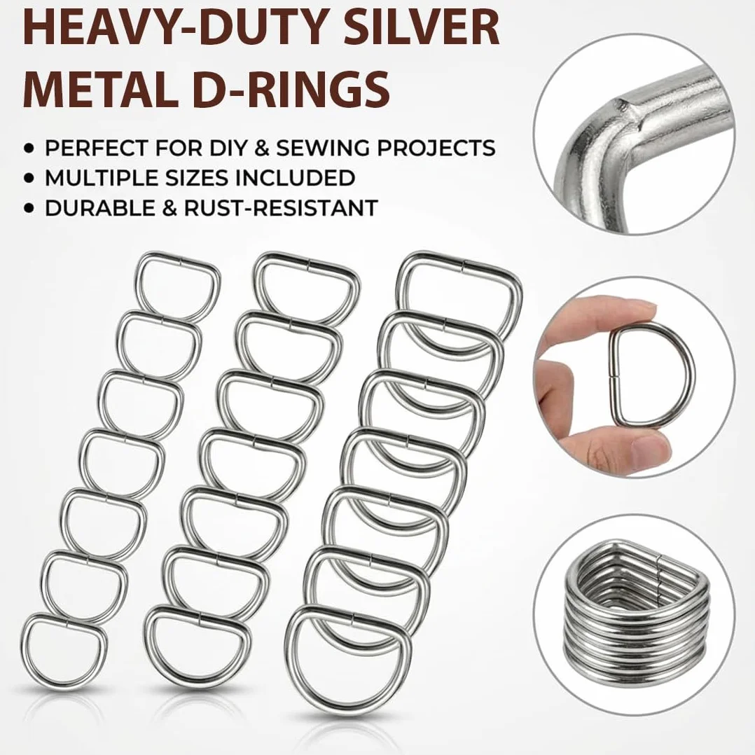 Anelli D Argento 20mm 25mm 38mm, D-Ring in Metallo per Borse, Cinghie, Zaini, 24 Pezzi