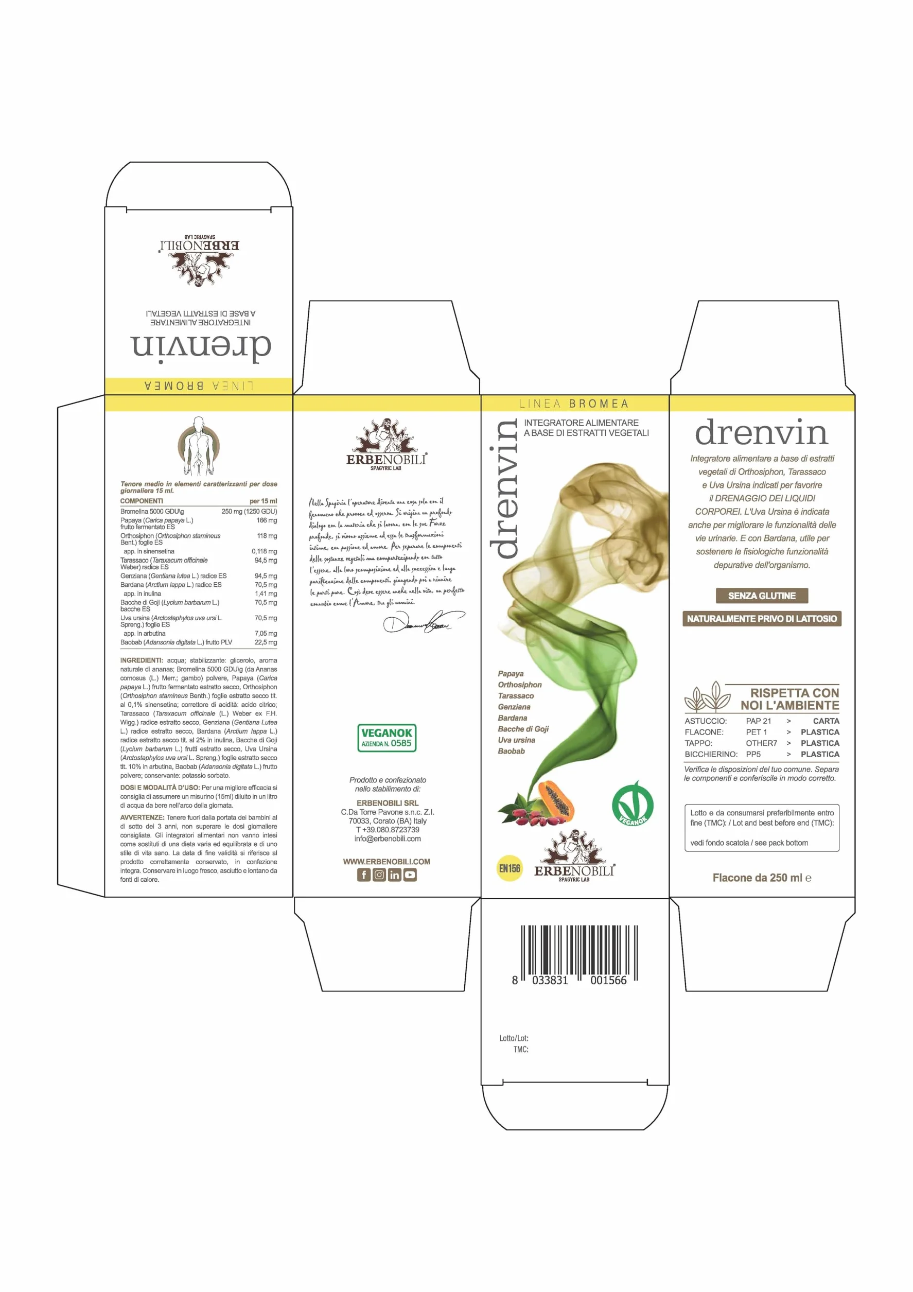 Erbenobili Drenvin integratore alimentare a base di estratti vegetali - 250 ml
