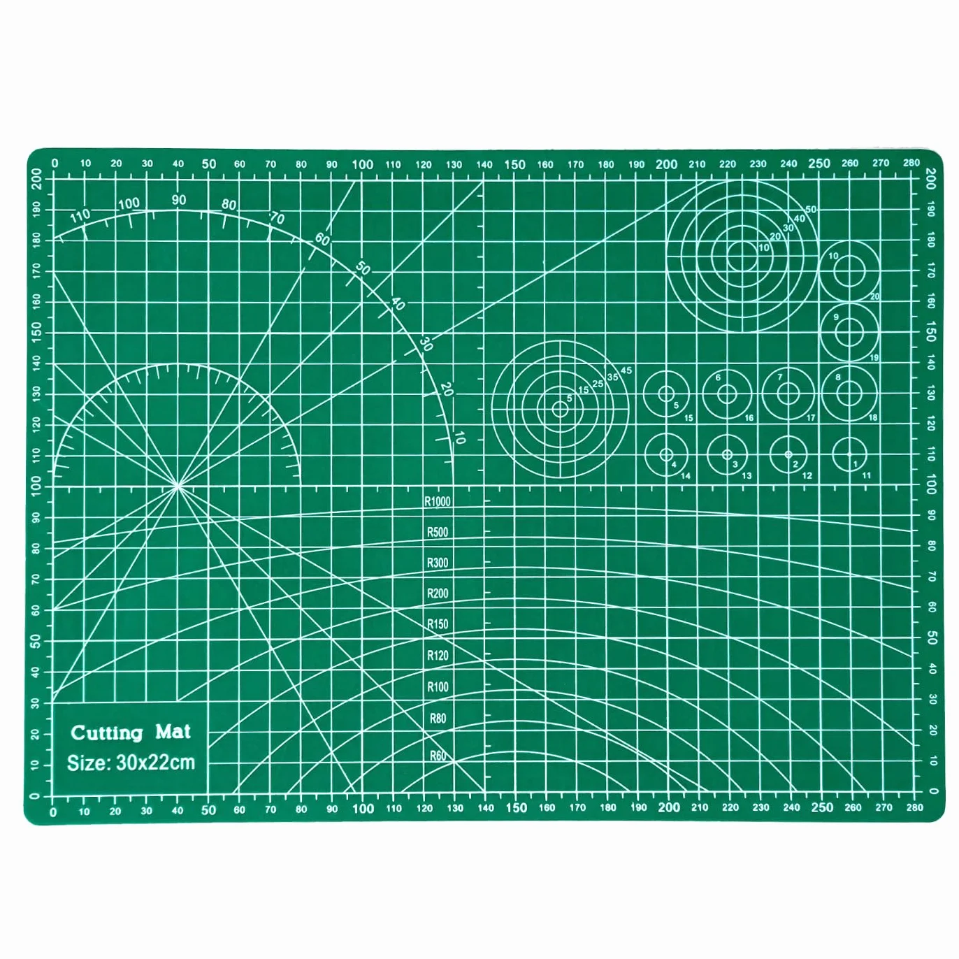Tavola da taglio double-face A4 3 strati verde 30 x 22 cm per patchwork e cucito