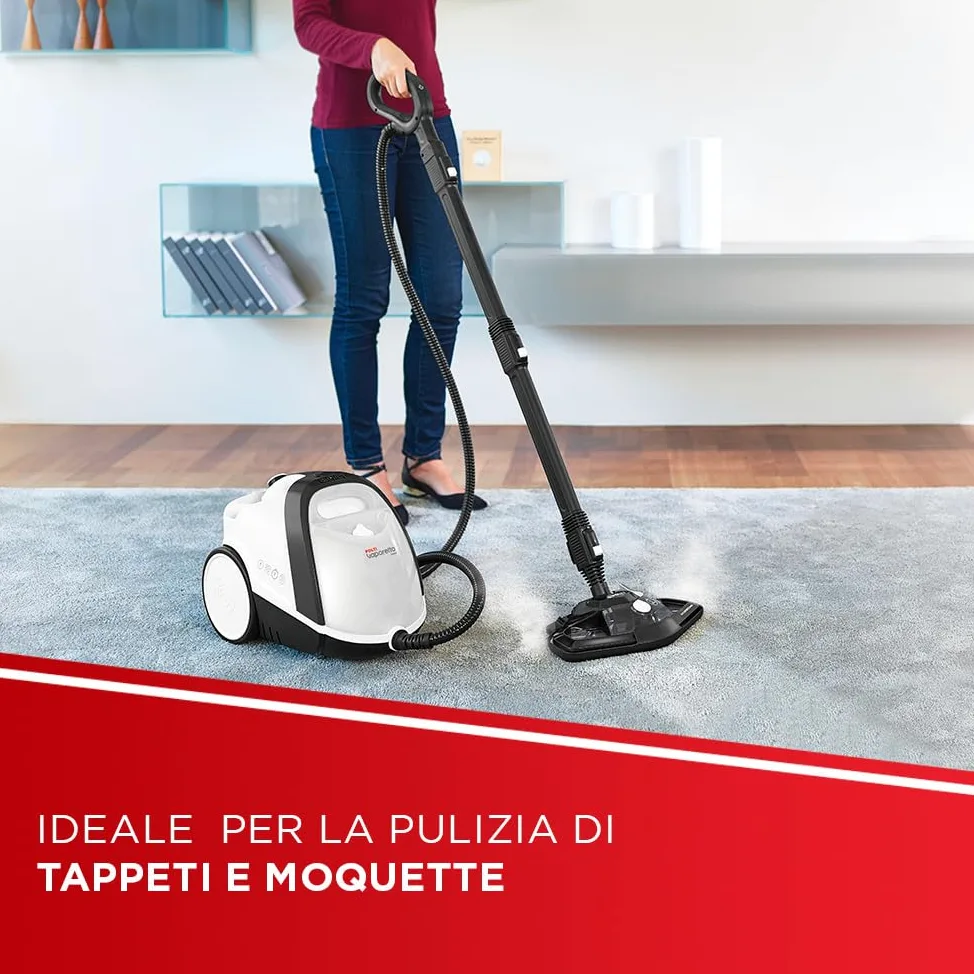 Polti Vaporetto Smart 120, Pulitore A Vapore con Caldaia, Pressione 4 Bar, Potenza Max 1500 W, Serbatoio Estraibile 2 L, Riscaldamento in 2 Minuti, 14 Accessori inclusi, Bianco e Nero