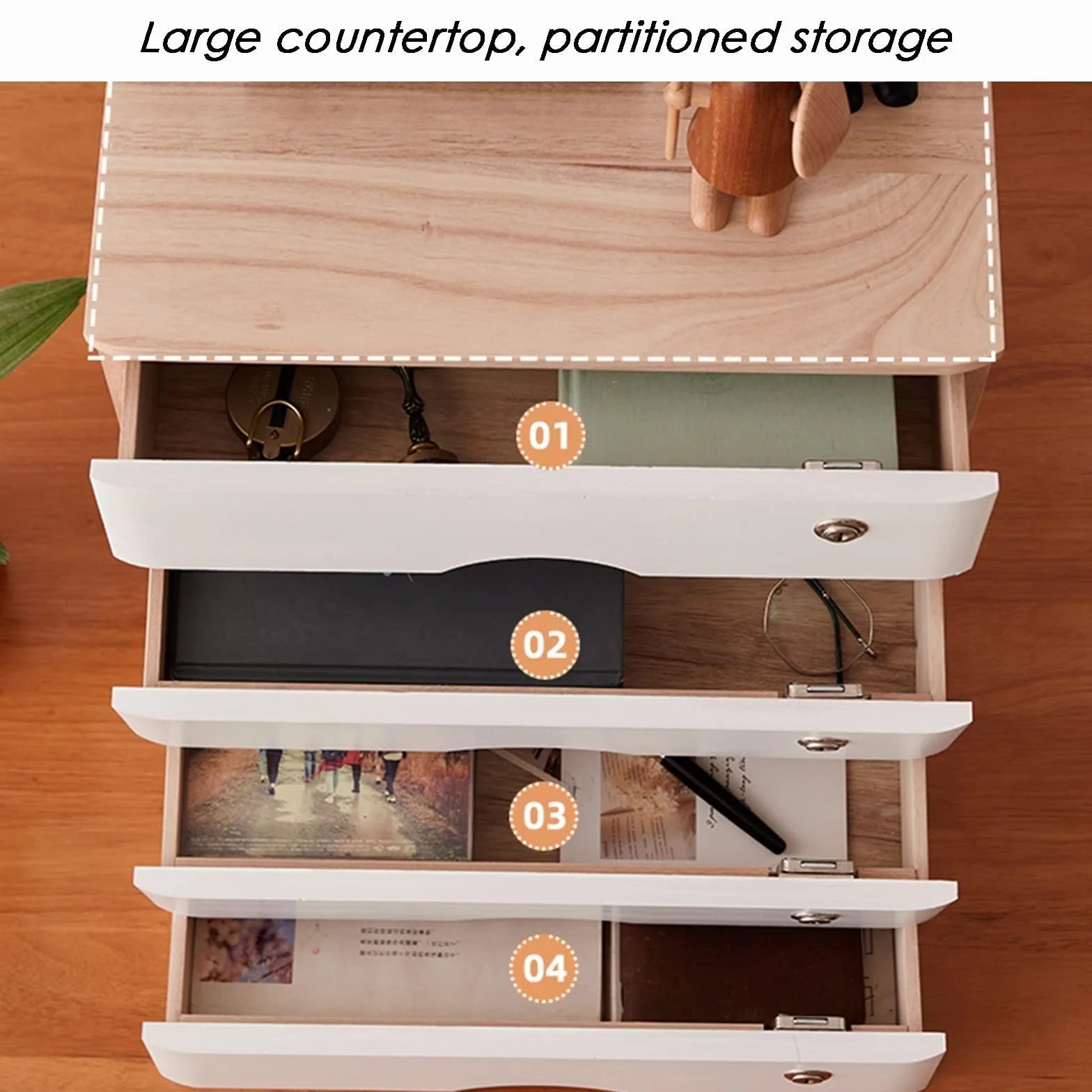 Scrivania in legno con serratura con divisori per schedario, 14 ripiani, per scrivania e sicurezza, perfetta per uso domestico e ufficio.