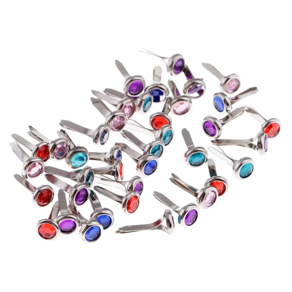 Deolven Mini Fermacampioni,100 Pack Colori Misti Mini Brad in Metallo Scrapbooking Brads Rotondi Piccoli Fermacampioni per DIY Decorativi