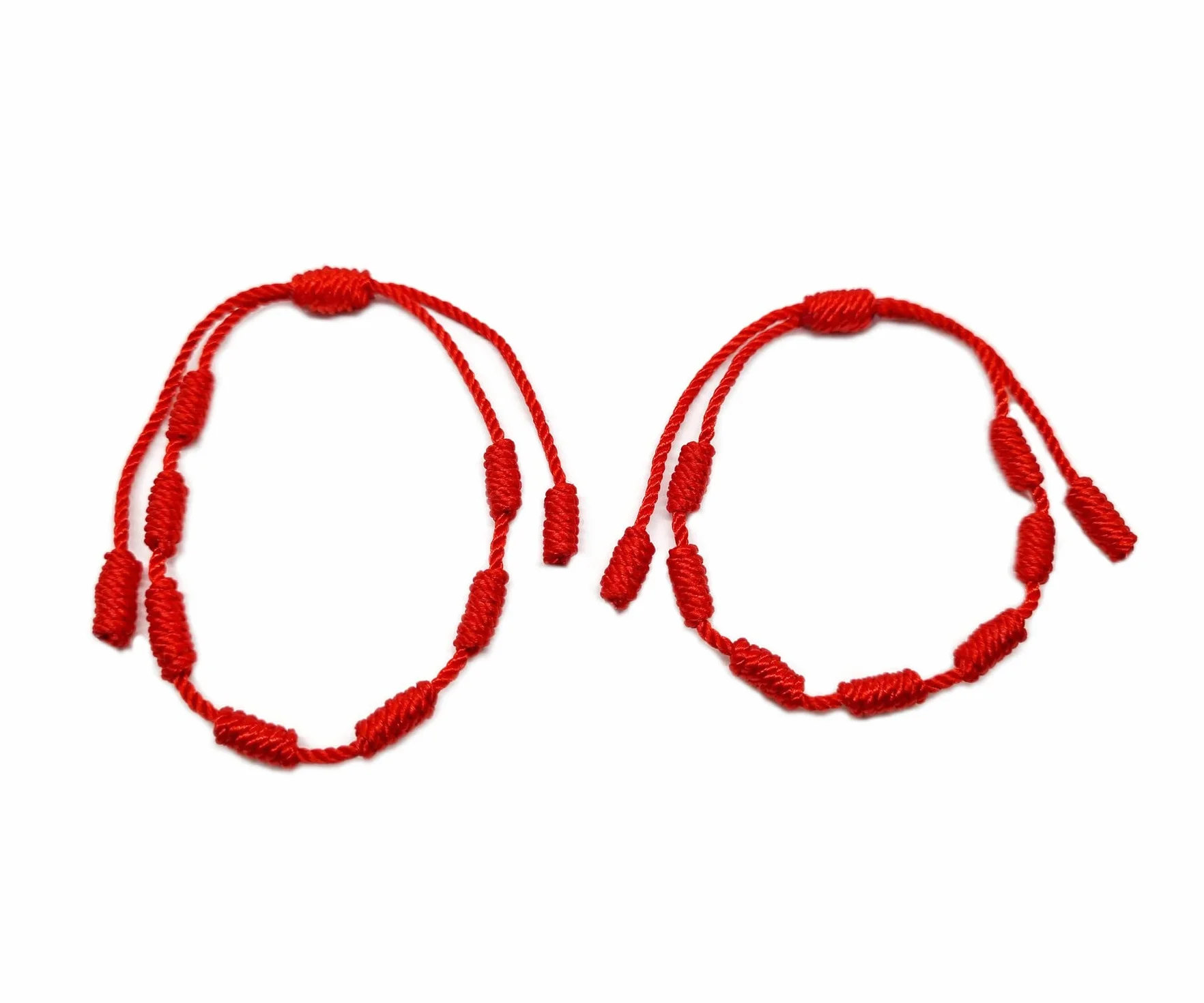 MYSTIC JEWELS By Dalia Braccialetto Cabala Cordoncino Filo Rosso 7 Nodi Regolabile Protezione Malocchio Portafortuna