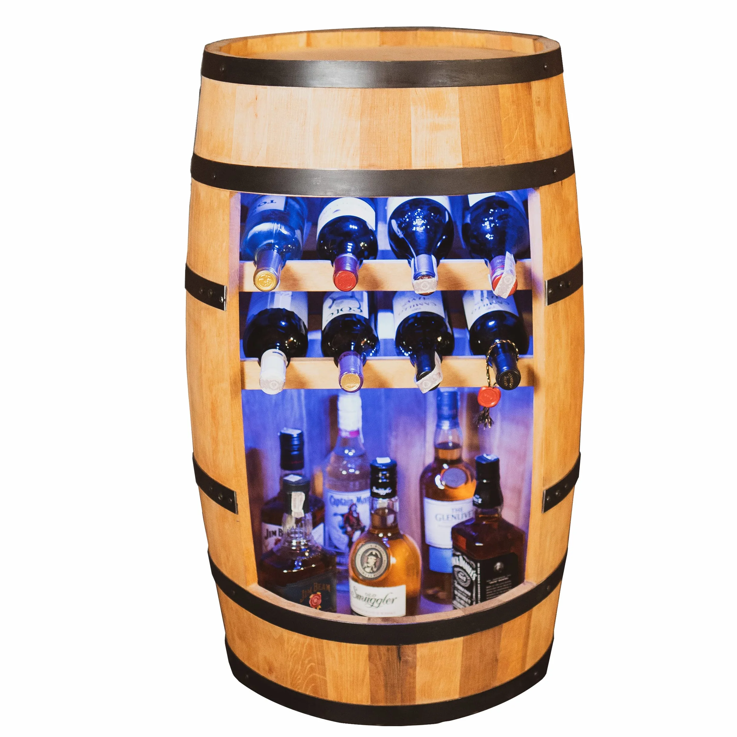Scaffale per vino in legno – Mini bar – Armadietto per vino uomo e donna – Armadietto da bar con luci a LED – 80 cm di altezza – decorazione retrò scaffale per bar di casa mobili in legno di rovere