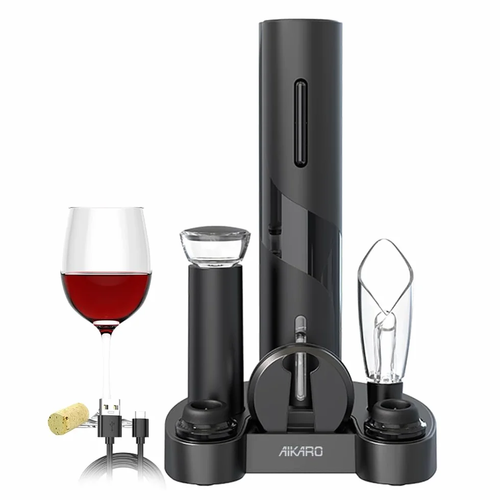 AIKARO Apri-bottiglie per vino elettrico Cavatappi automatico Ricaricabile