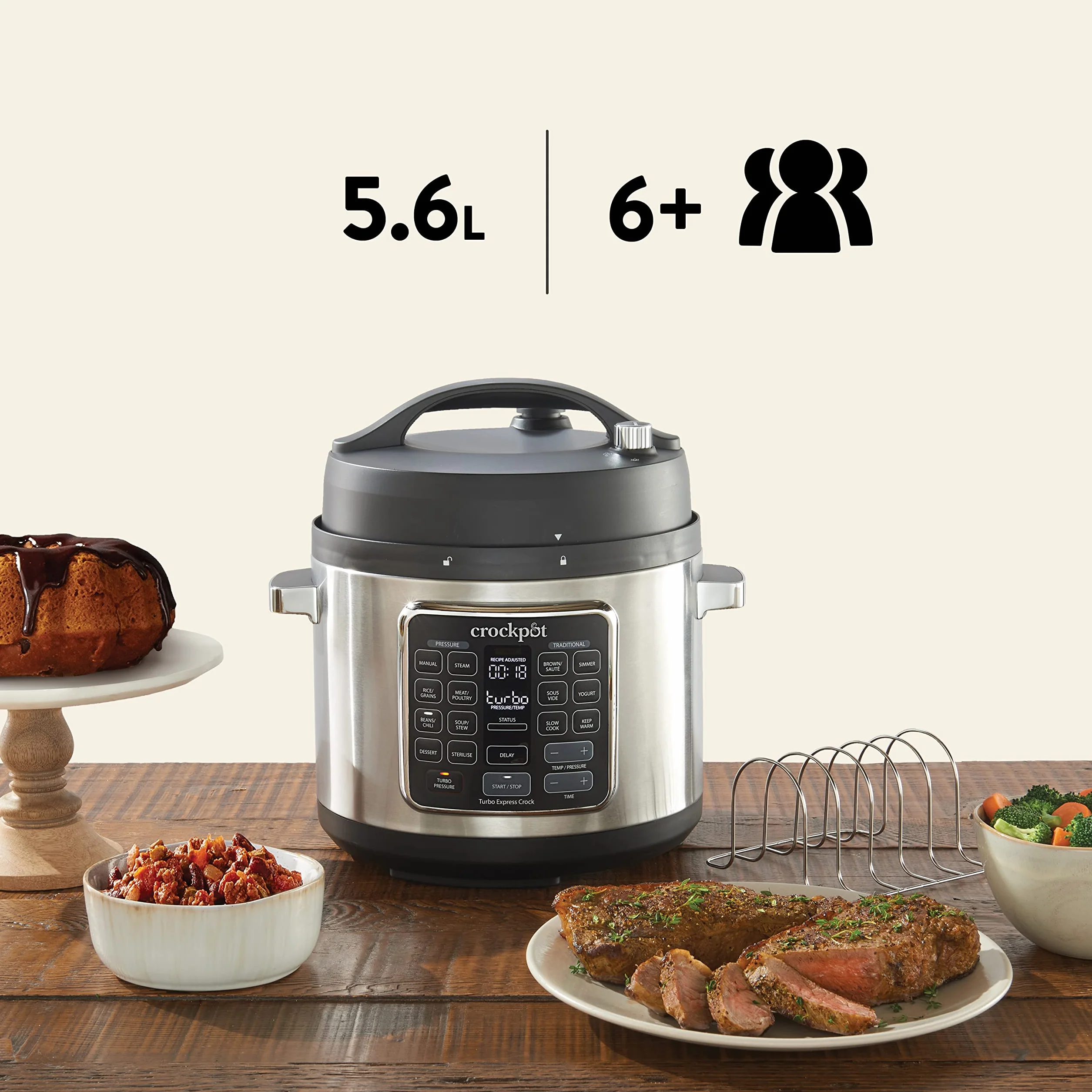 Crock-pot TURBO Express MultiCooker 5.6l 1400W 14 funzioni Cottura a Pressione Argento