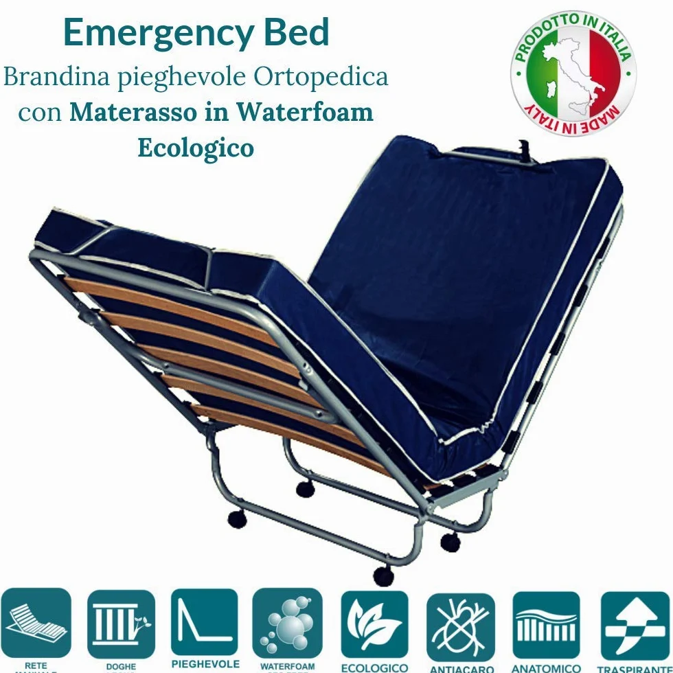 Evergreenweb - Brandina Pieghevole con Materasso in Waterfoam 80x190 Alto 10 cm + Cuscino in Memory Foam Gratis, Kit Letto Singolo Rete a Doghe in Legno e Materasso in Poliuretano Ortopedico Offerta