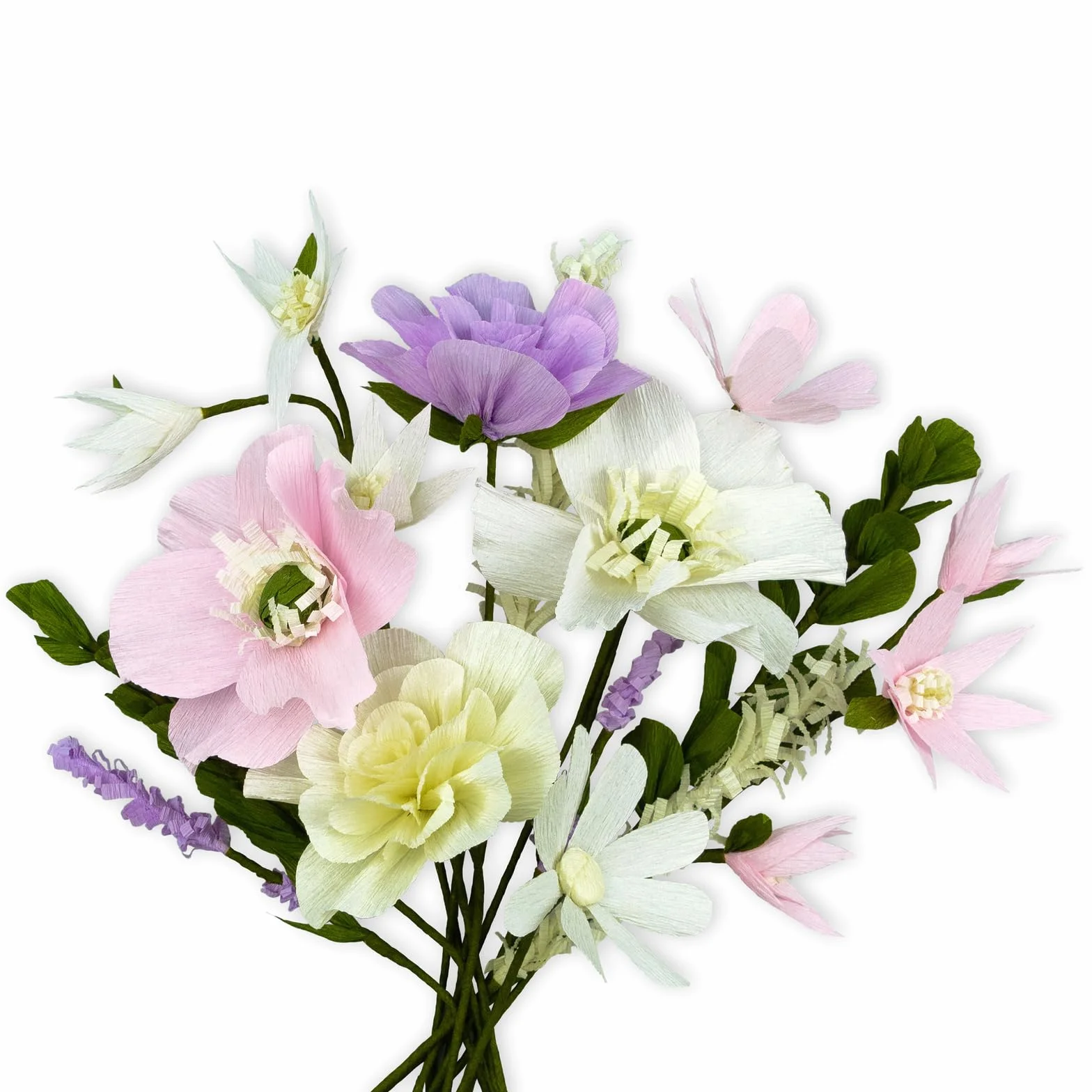 URSUS Set di fiori viola fai da te in carta crespa, bouquet con rosa, lavanda, eucalipto e papavero