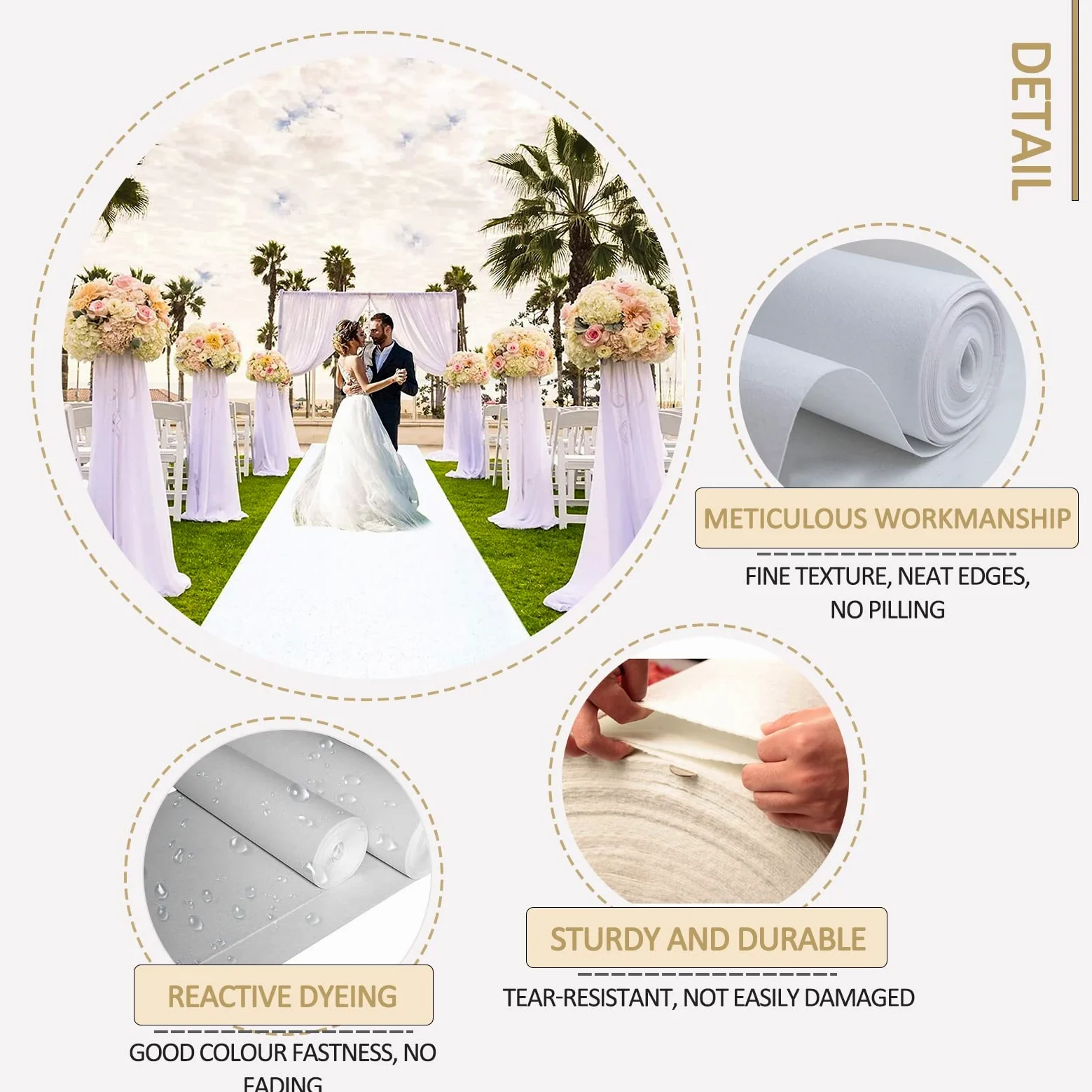 Wedding Aisle Runner Mat 10m Event Ceremony Walkway Carpet 2mm Polyester Runway Rug White Carpet Runners Decoration Weddings Church Hallway Christmas Party, Cuttable (Size : 1x50m)