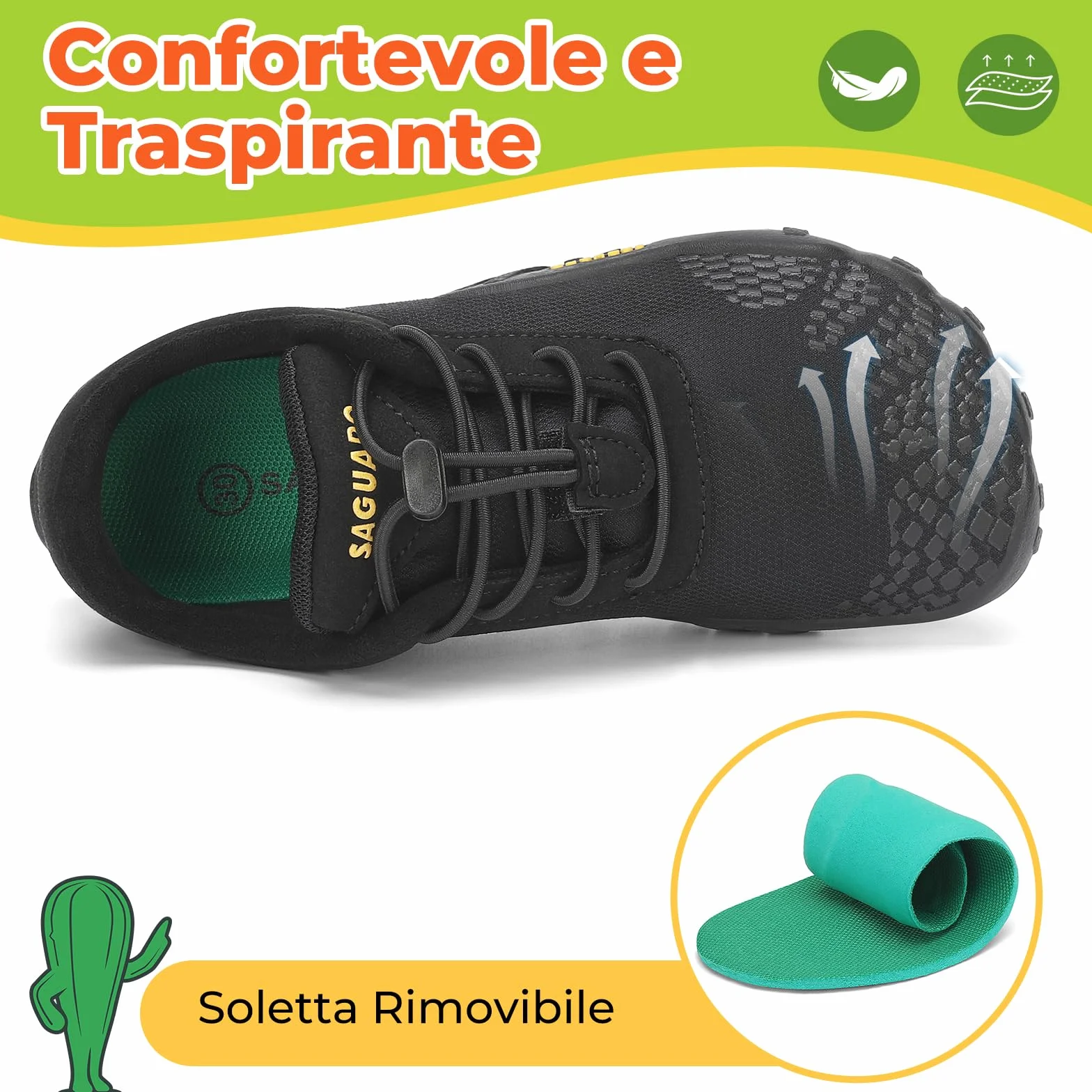 SAGUARO Barefoot Shoes Bambini Traspiranti Scarpe Minimaliste Gr.24-36
