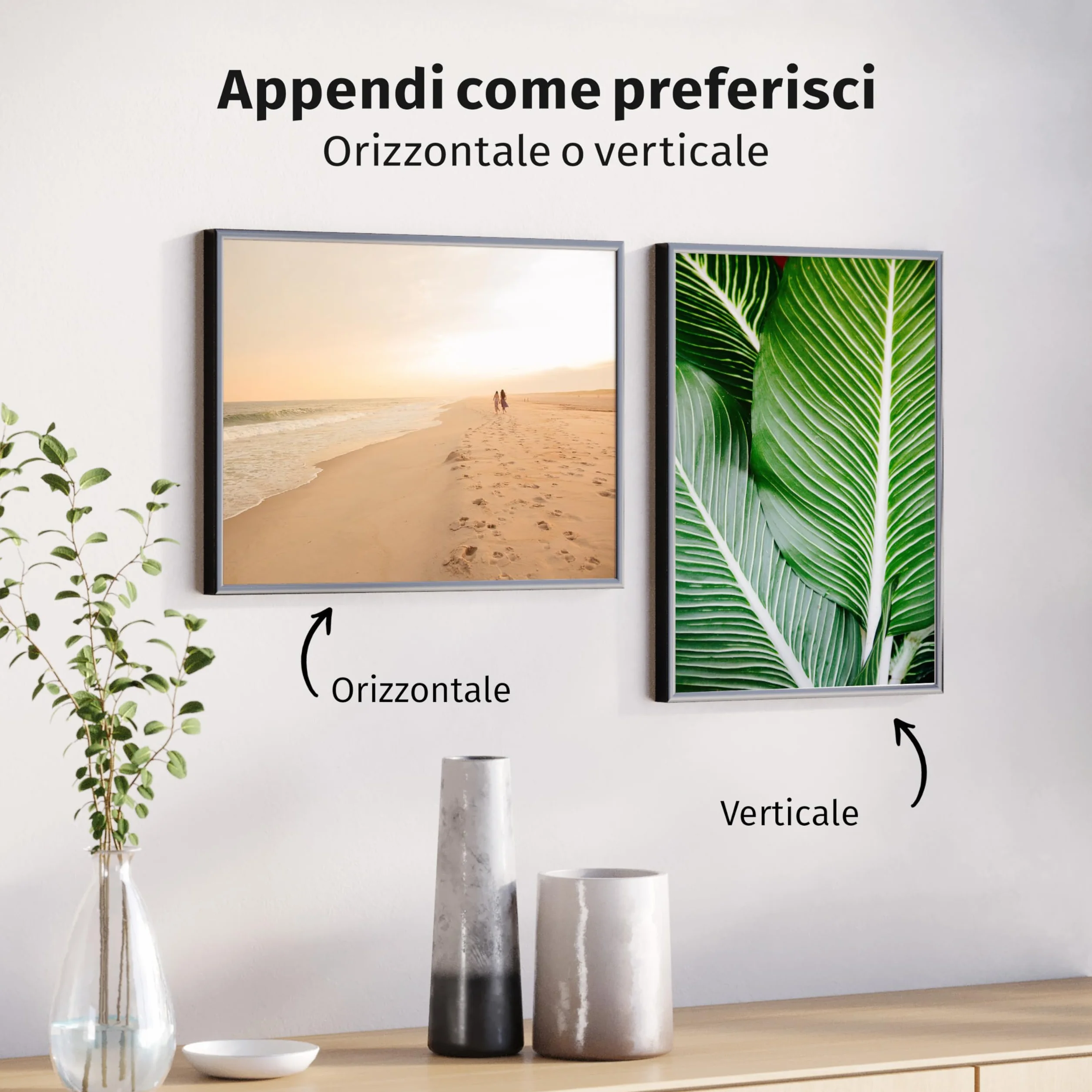 Cornice portafoto 30 x 40 cm alluminio nero opaco vetro acrilico antiurto