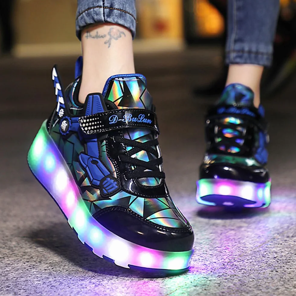 ENEN Scarpe con Ruote 2 Rotelle Pattini 2 in 1 Multifunzionali per Bambini Ragazze Adulti 27-43 EU