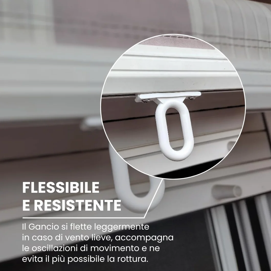 Ganci per Tende da Sole Esterno 1 COPPIA Bianco Tempotest PVC Resistente