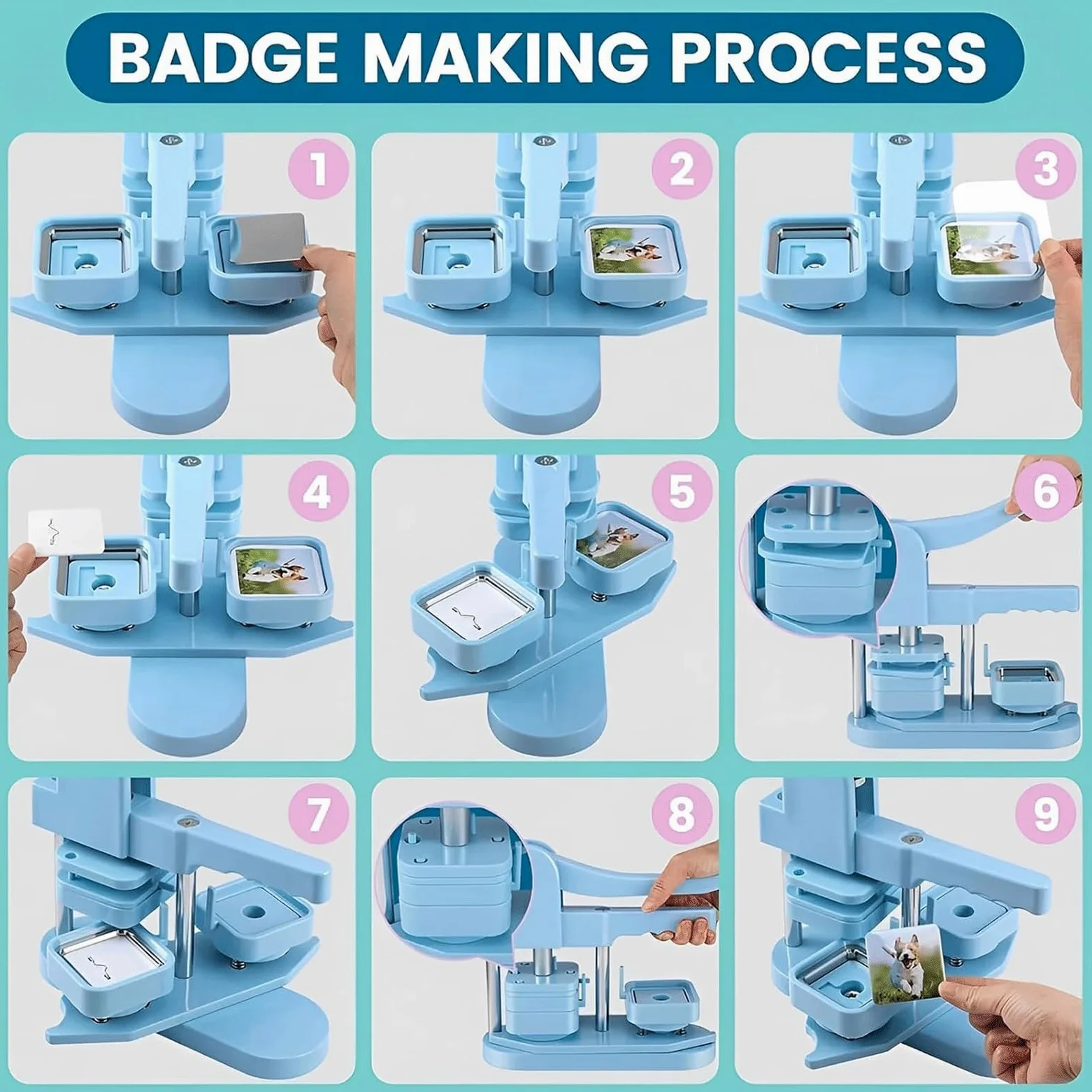 Macchina magnetica per frigorifero – 50 mm fai da te per creare badge con 100 set di materiali di consumo, creazione di calamite fotografiche con taglierino per foto