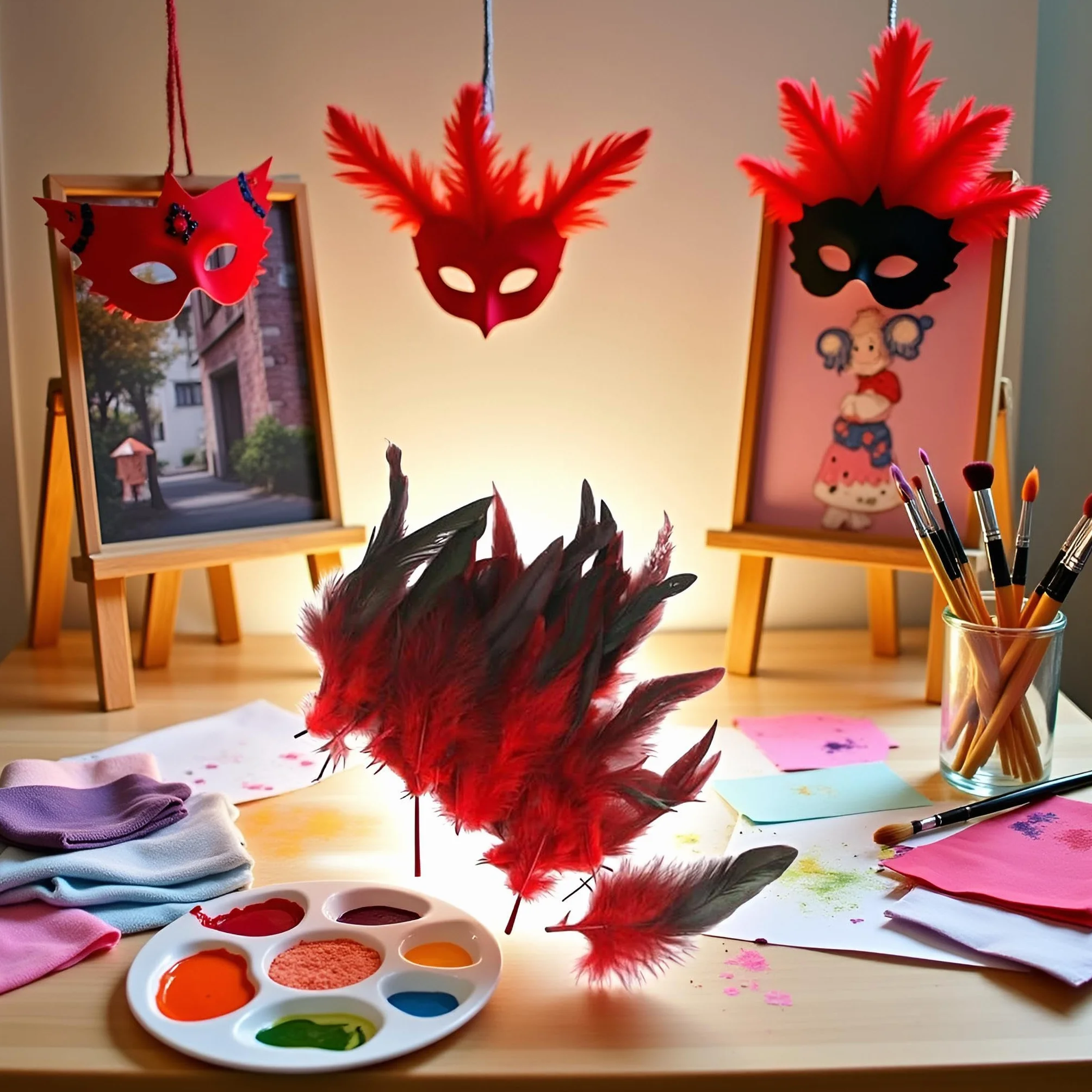 50 Naturali Piume Carnevale Halloween Costume Rosso Artigianato Pittura