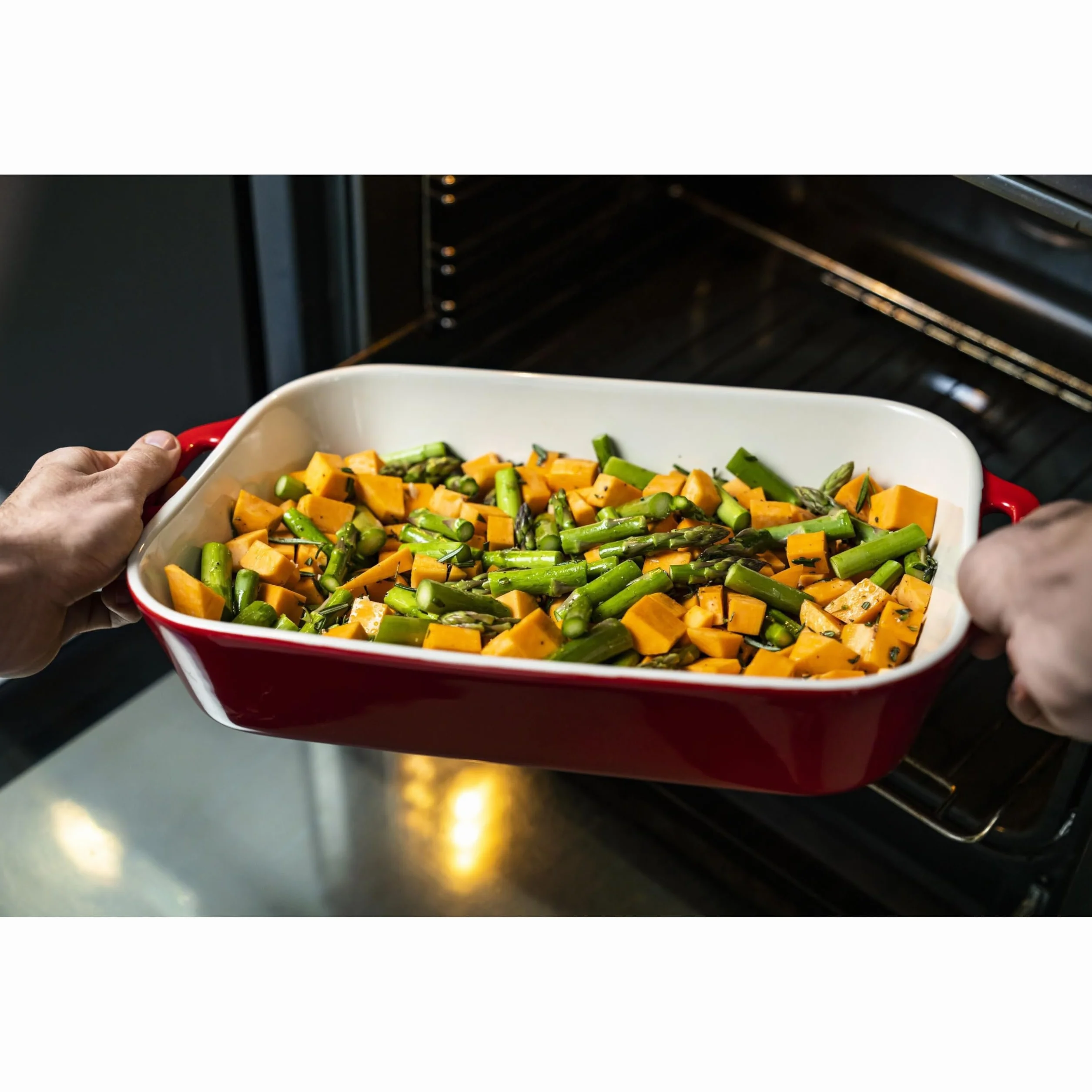 STAUB Ceramique - Set di 3 piastre rettangolari in ceramica, per forno e casseruola, adatto al forno, al congelatore - Ciliegia