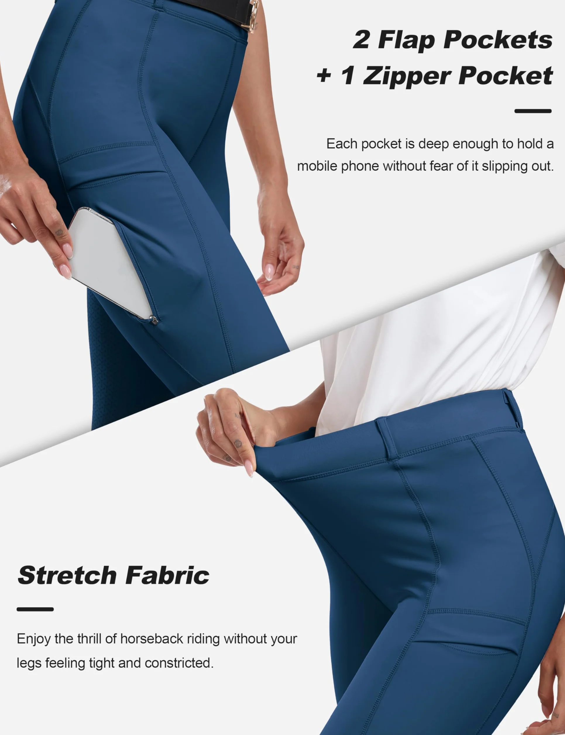 MoFiz Pantaloni Equitazione Donna Leggins Silicone Seduta Intera Estivi