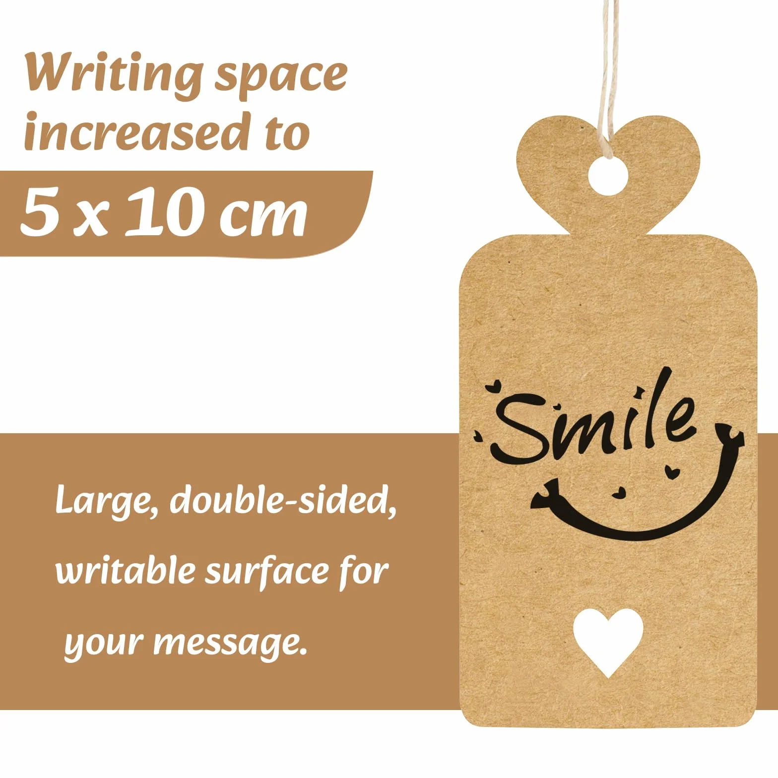 120PCS Cartoncini per Bomboniere 5x10CM Carta Kraft Etichette Vuote con Filo & 30M Juta Naturale DIY per Regali di Matrimonio, Regali, Etichette Marroni, Prezzo, Etichette con Filo-Cuore