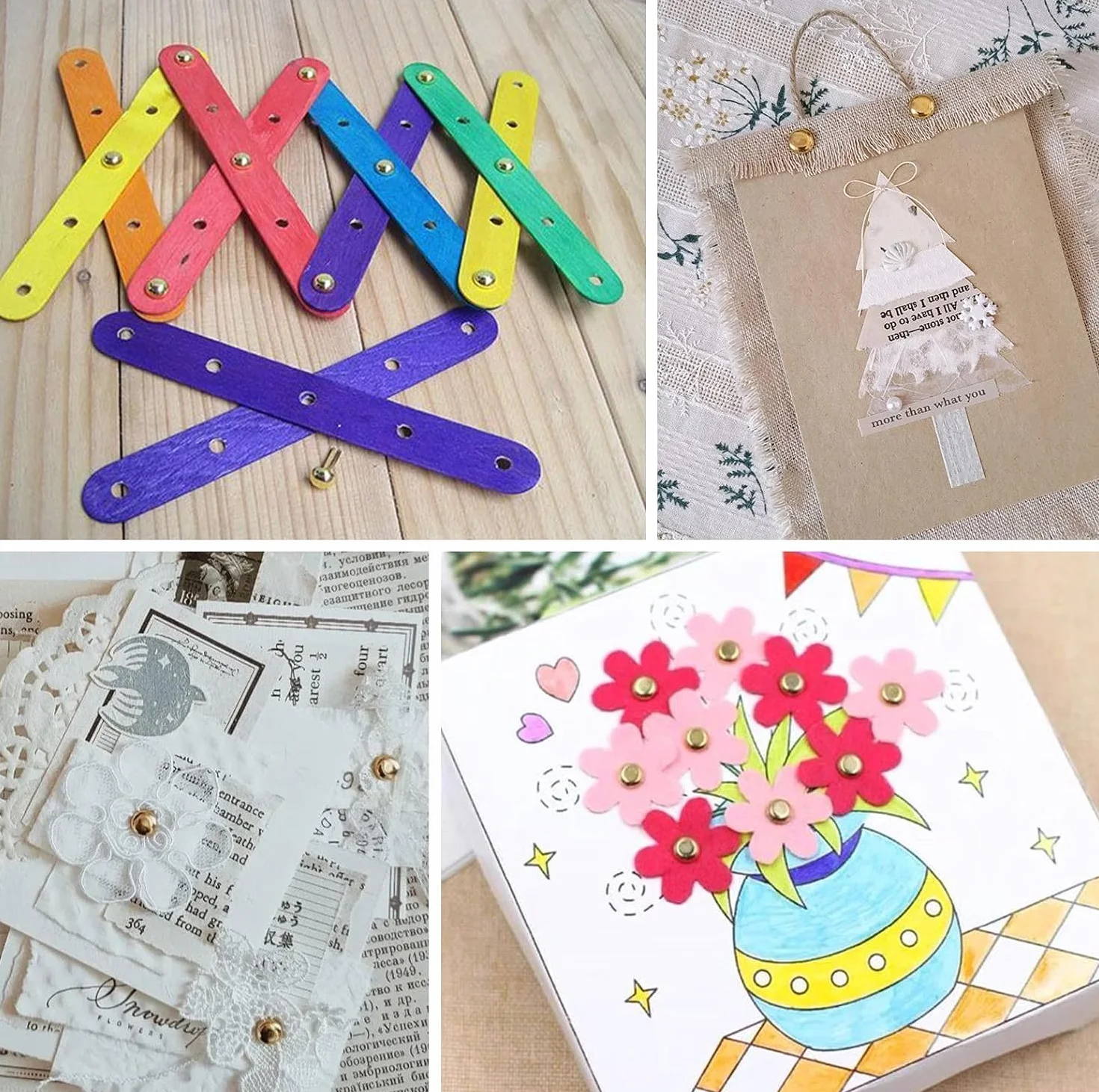 Fermacampioni,300 Pezzi Fermacampioni Piccoli 8 x 16 mm Mini Scrapbooking Brads Metallo Elementi di Fissaggio Puntine per Scrapbooking DIY Carta Artigianato(Oro)