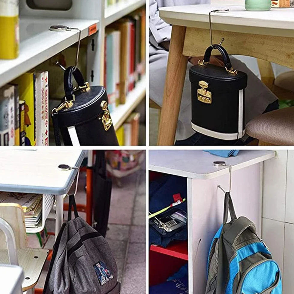 Gancio Da Tavolo Antiscivolo e Antigraffio per Borsa - Confezione da 8 - Argento