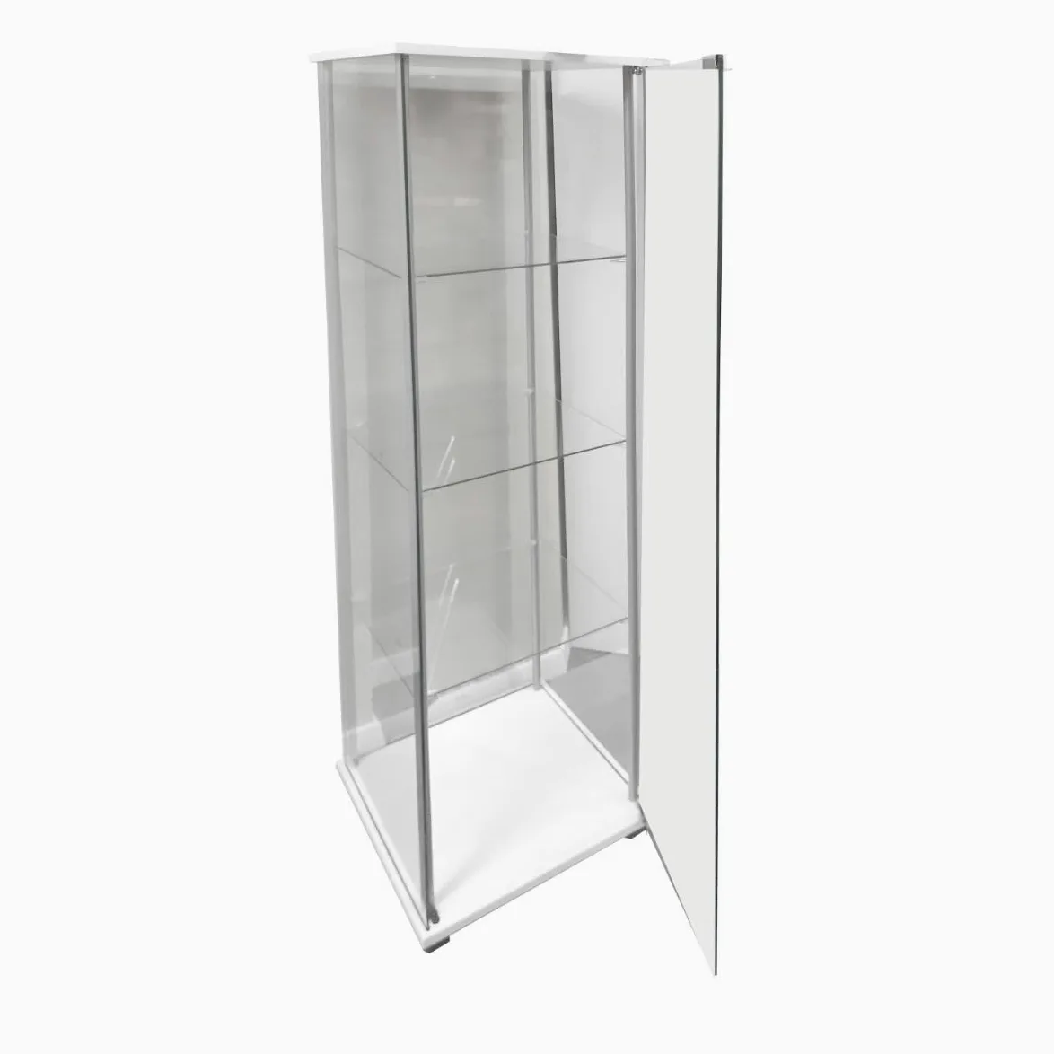 Bissolo Casa Vetrina Espositiva 1 Anta in Vetro Temperato Bianca 42,5x36,5x161 cm, Vetrinetta Soggiorno con 3 Ripiani in Vetro, Mobile Espositore per Collezionismo, Casa e Ufficio