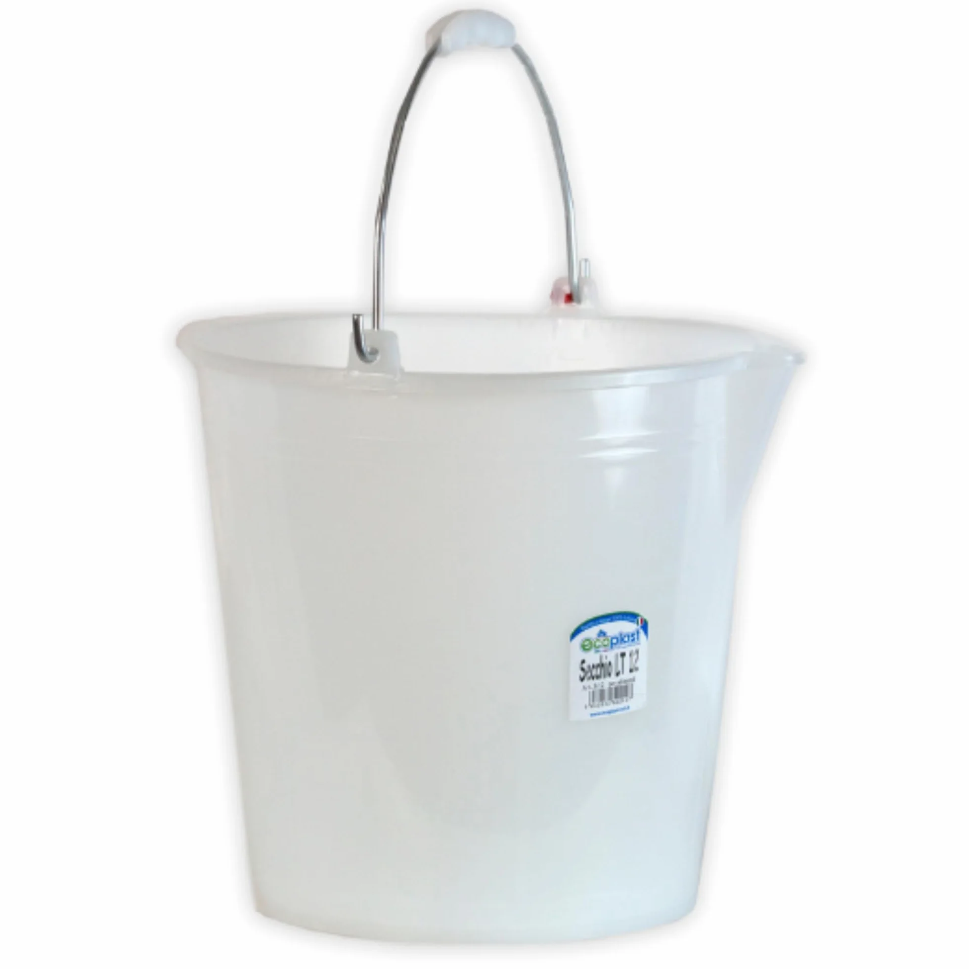 Ecoplast | Secchio 12 Litri con Manico Ergonomico e Becco, Azzurro, ø 29,5, Made in Italy